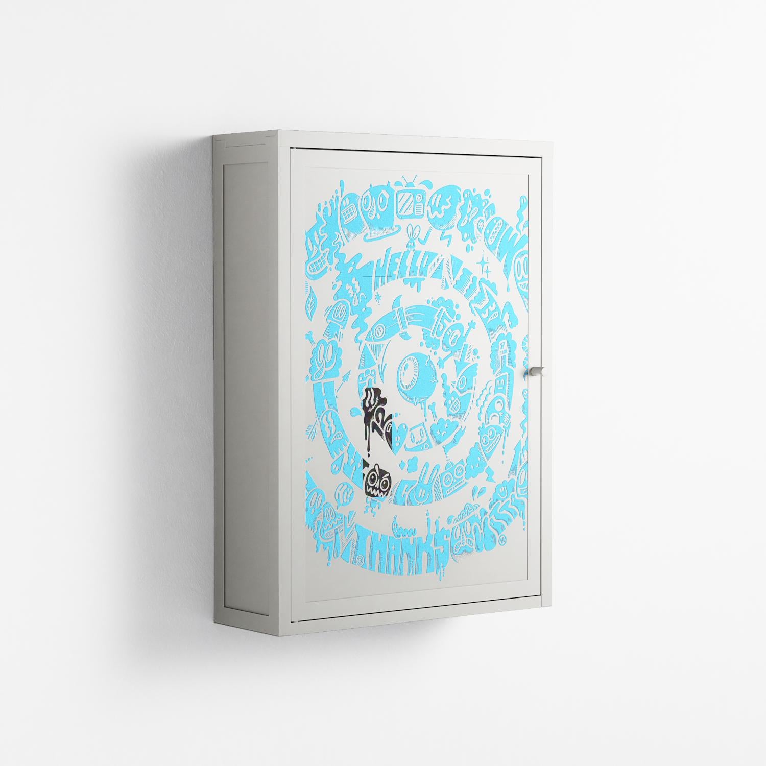 The Circles Of My Mind - Wall Cabinet - Craig Watkins - Chalk - Overlay Metal