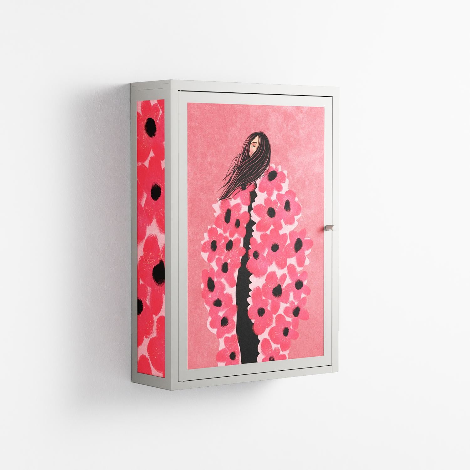 Covered in Flowers - Wall Cabinet - Raissa Oltmanns - Chalk - Overlay Metal