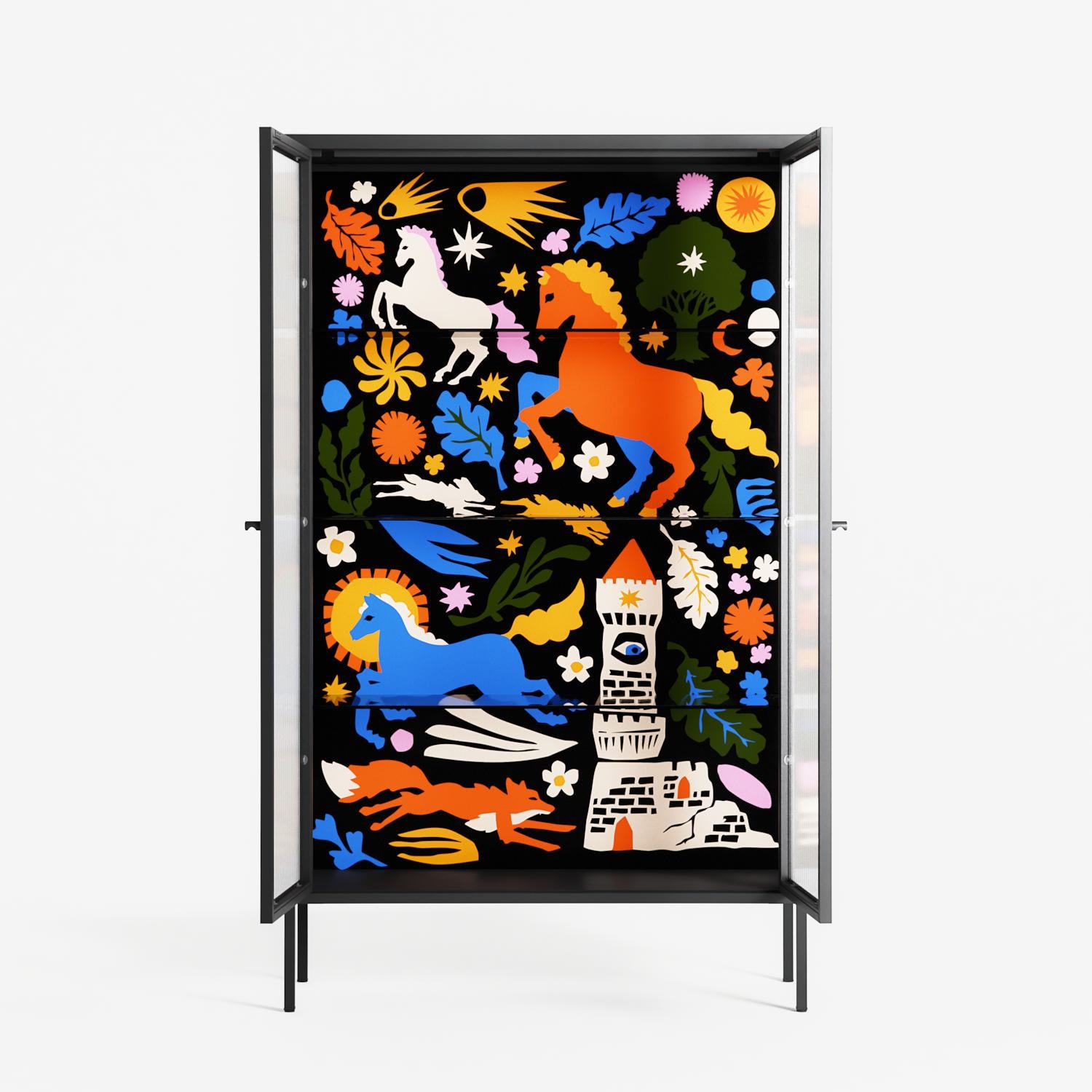 The Secret Herb Garden In The Forest - Cabinet - Nick Liefhebber - Antracite - Reeded glass