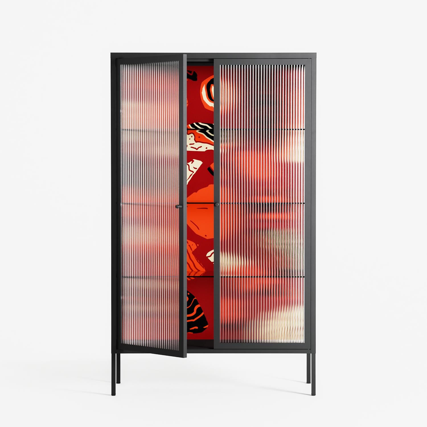Pebbles 2 - Cabinet - Nick Liefhebber - Antracite - Reeded glass