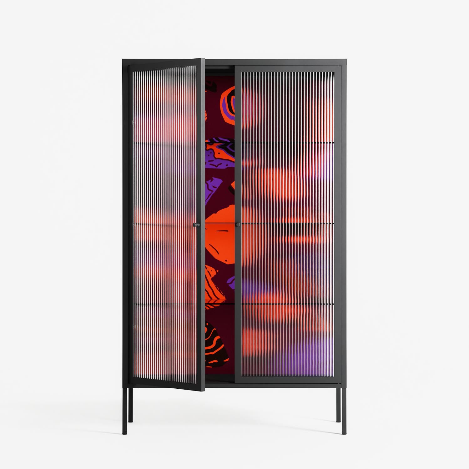 Pebbles 3 - Cabinet - Nick Liefhebber - Antracite - Reeded glass