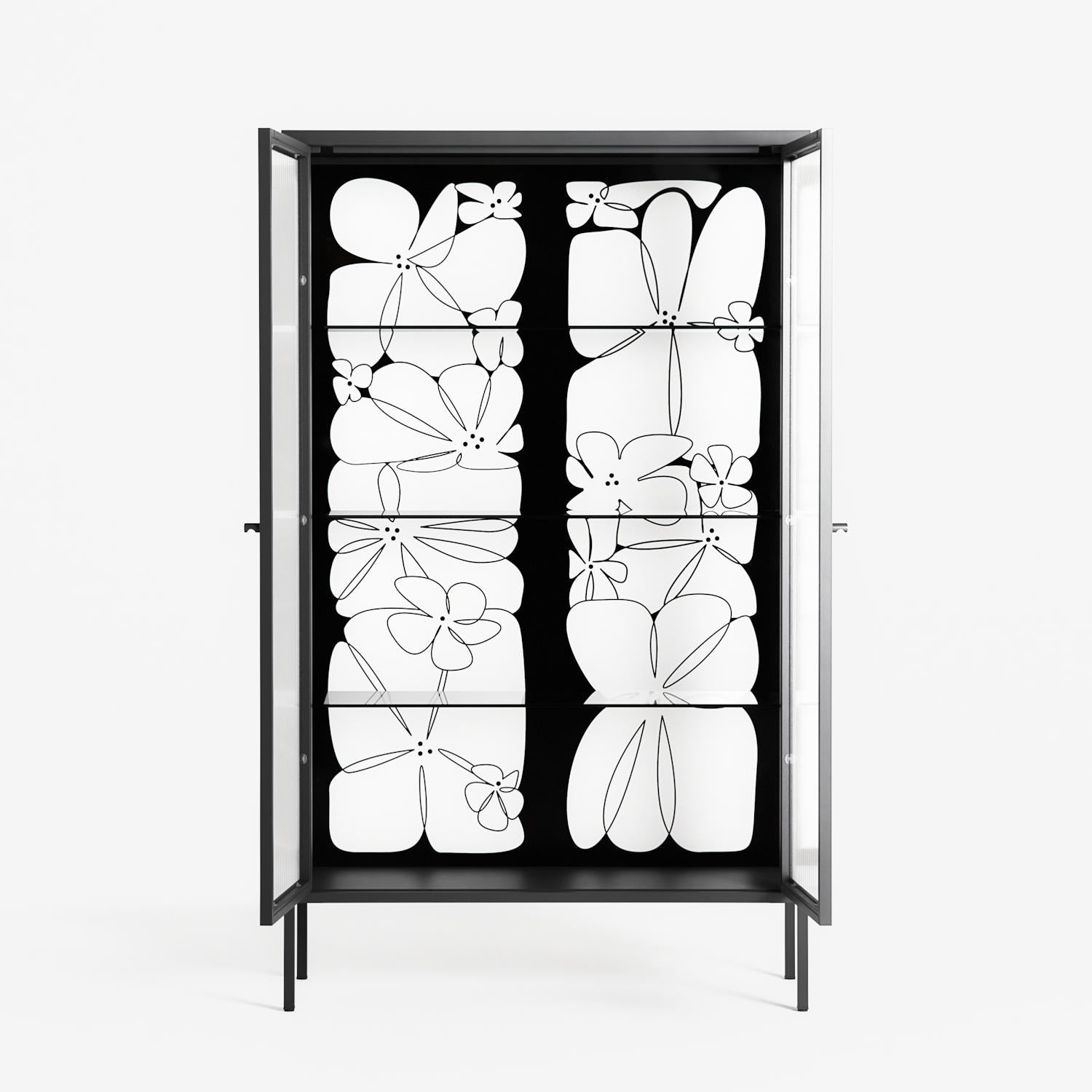 White Flowers - Cabinet - Konrad Blaszczyk - Antracite - Reeded glass
