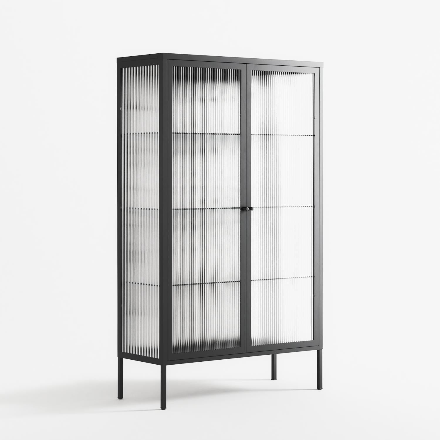 White Flowers - Cabinet - Konrad Blaszczyk - Antracite - Reeded glass