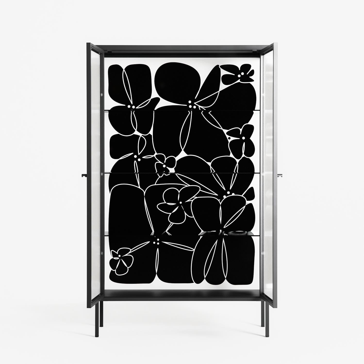 Black Flower - Cabinet - Konrad Blaszczyk - Antracite - Reeded glass