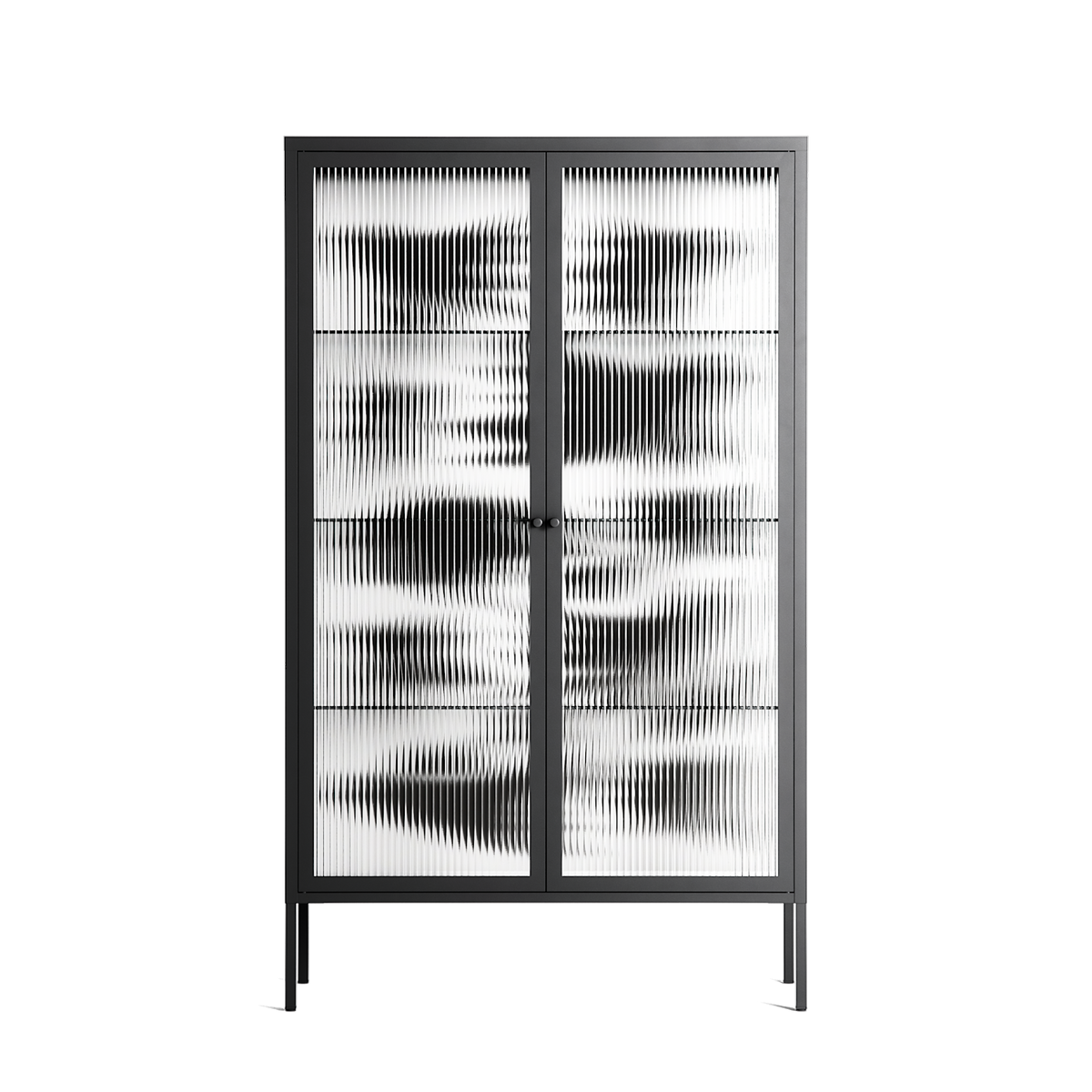 Black Birds - Cabinet - Konrad Blaszczyk - Antracite - Reeded glass