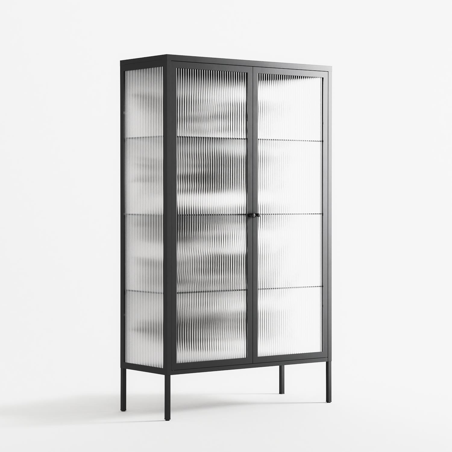 Black Birds - Cabinet - Konrad Blaszczyk - Antracite - Reeded glass