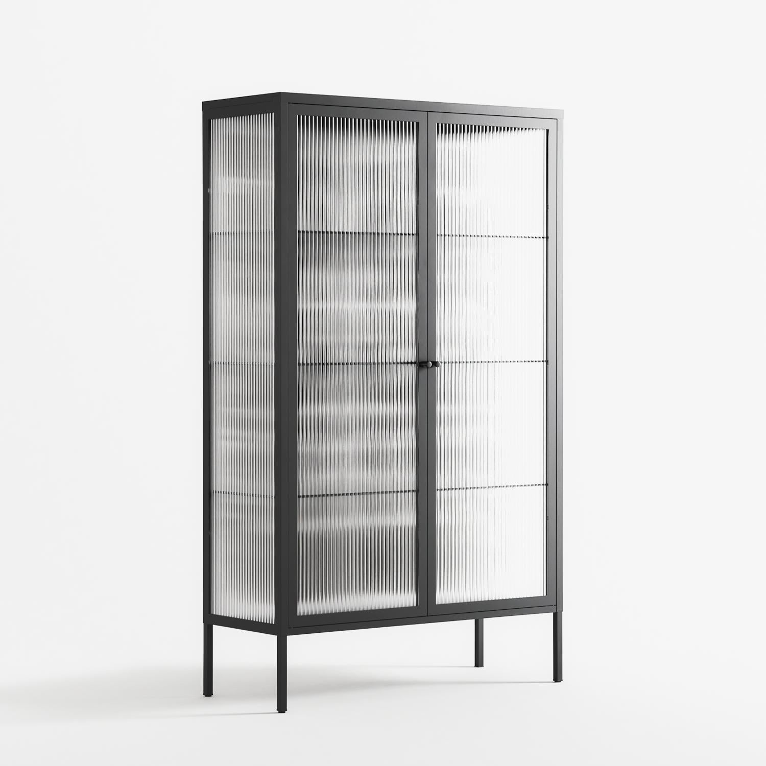 Black Potted Plant - Cabinet - Konrad Blaszczyk - Antracite - Reeded glass