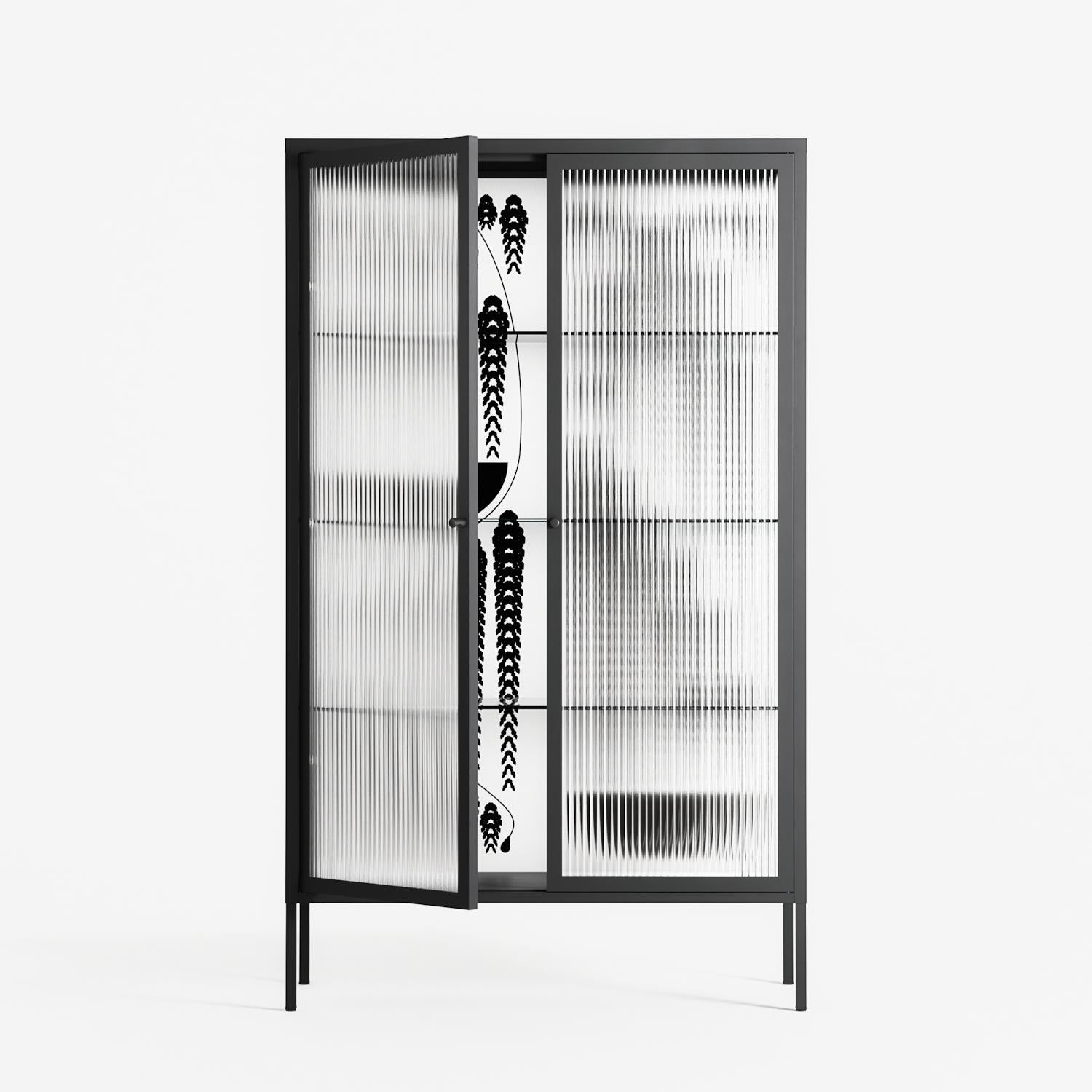 Black Fern - Cabinet - Konrad Blaszczyk - Antracite - Reeded glass