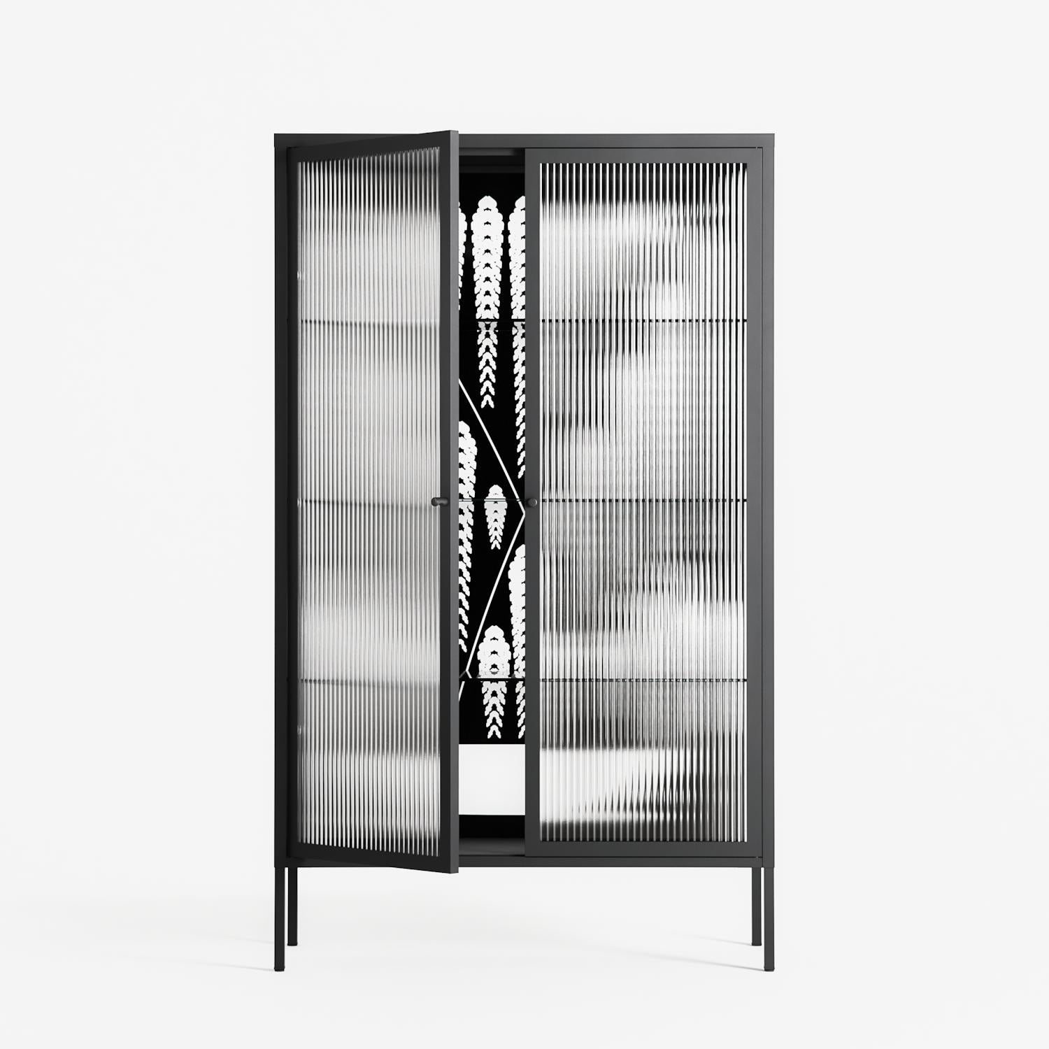 White Fern - Cabinet - Konrad Blaszczyk - Antracite - Reeded glass