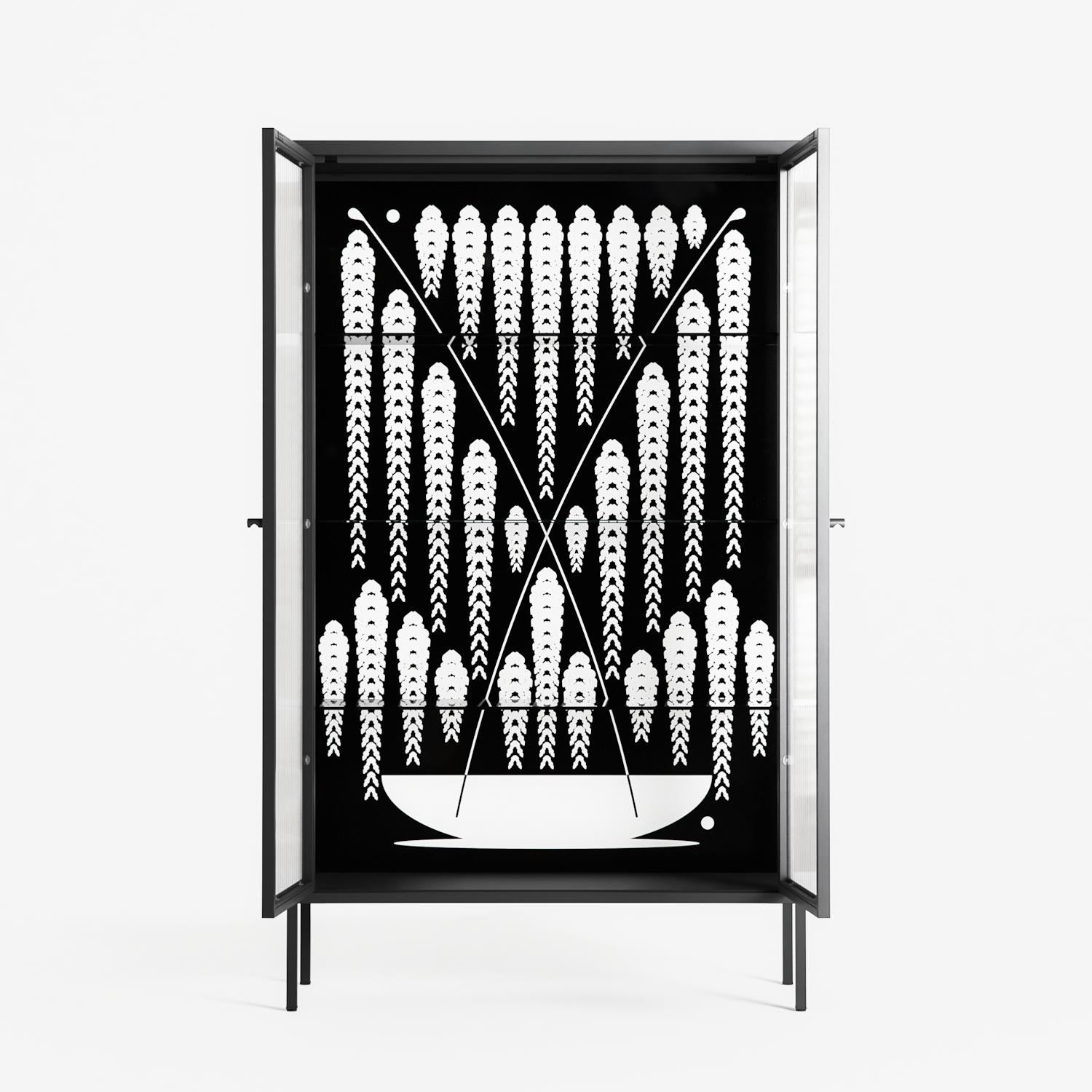 White Fern - Cabinet - Konrad Blaszczyk - Antracite - Reeded glass