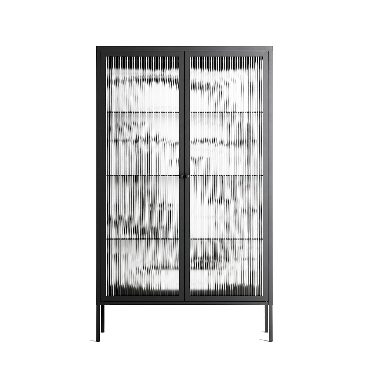White Potted Plant - Cabinet - Konrad Blaszczyk - Antracite - Reeded glass