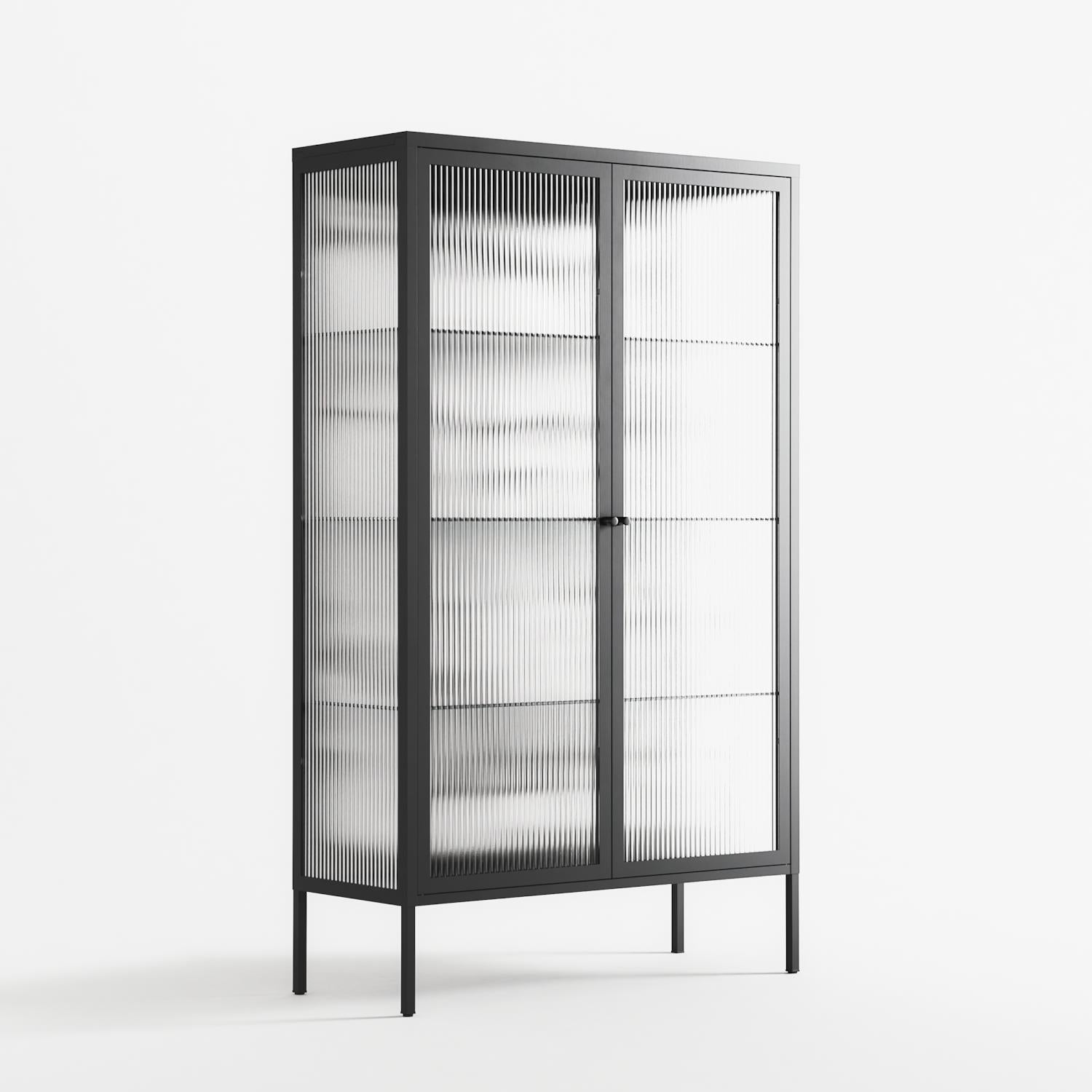 White Potted Plant - Cabinet - Konrad Blaszczyk - Antracite - Reeded glass