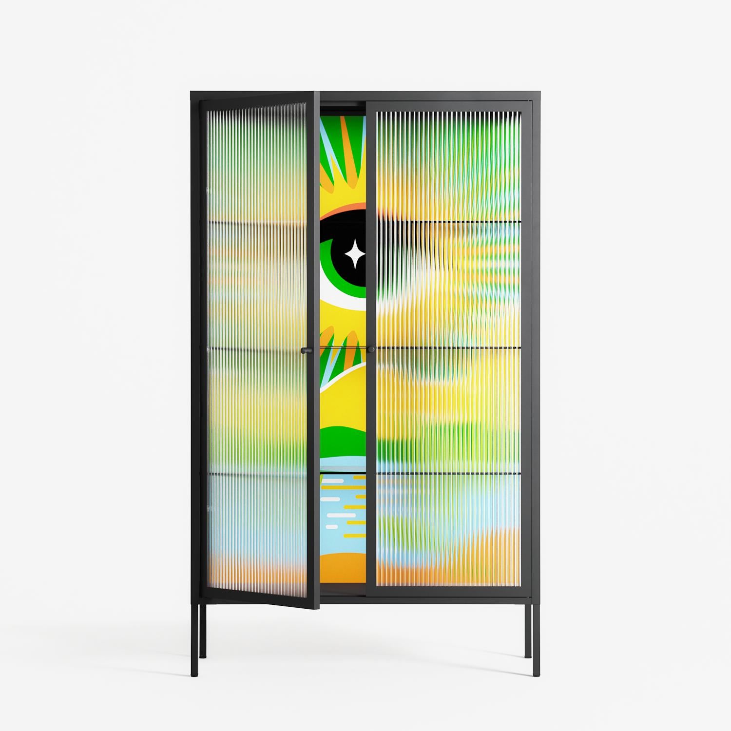 Curiosity - Cabinet - Heather Zhou - Antracite - Reeded glass