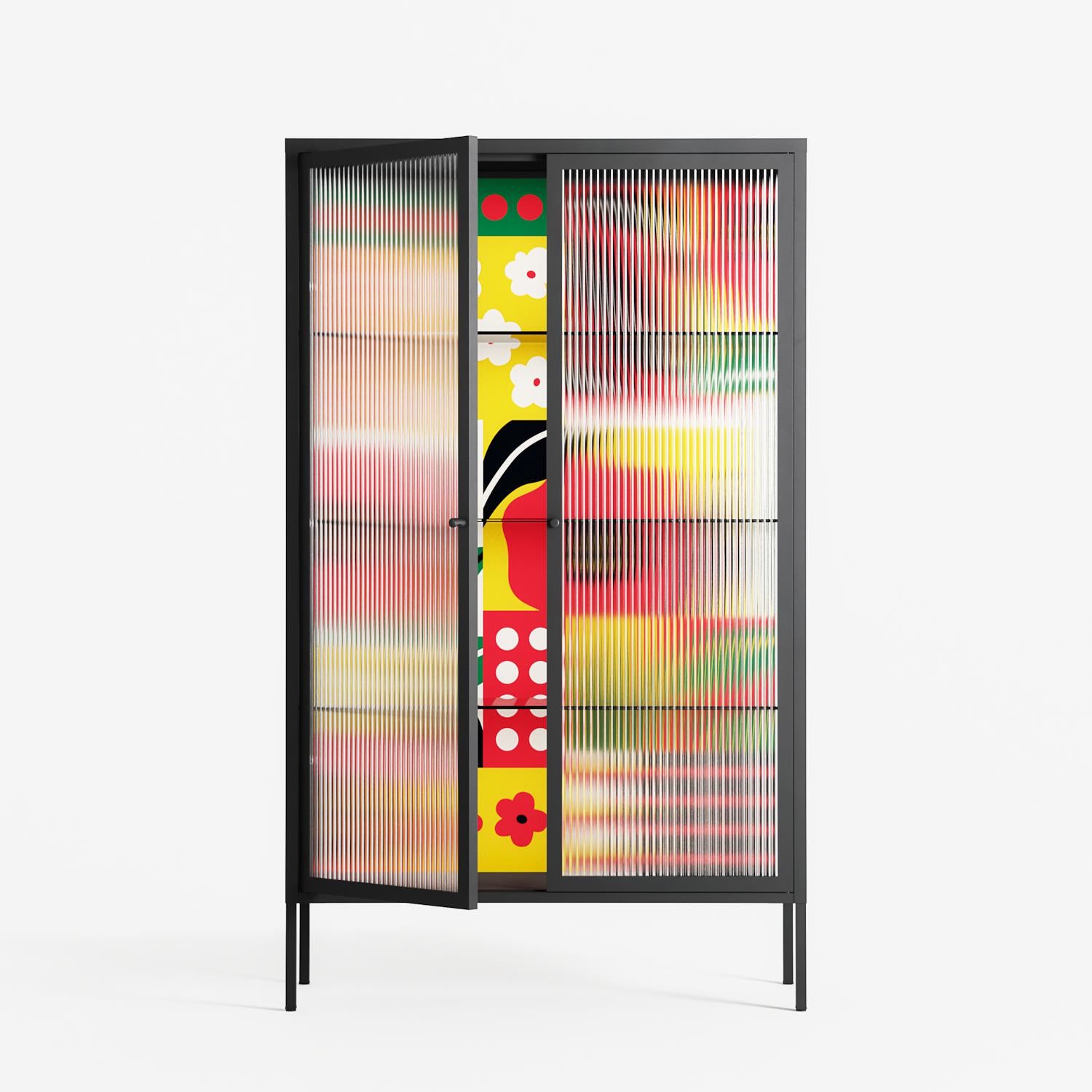 Flower C - Cabinet - Heather Zhou - Antracite - Reeded glass