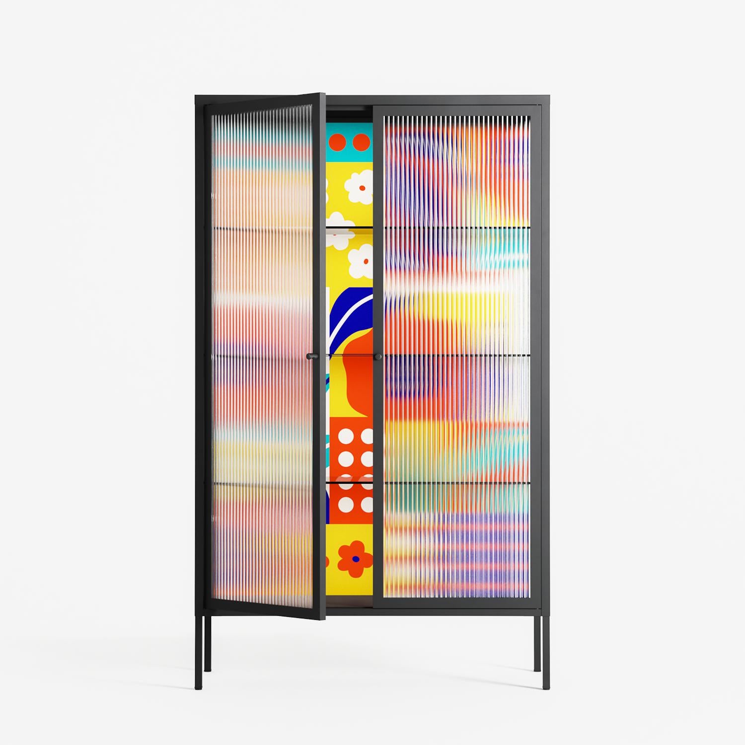 Flower A - Cabinet - Heather Zhou - Antracite - Reeded glass