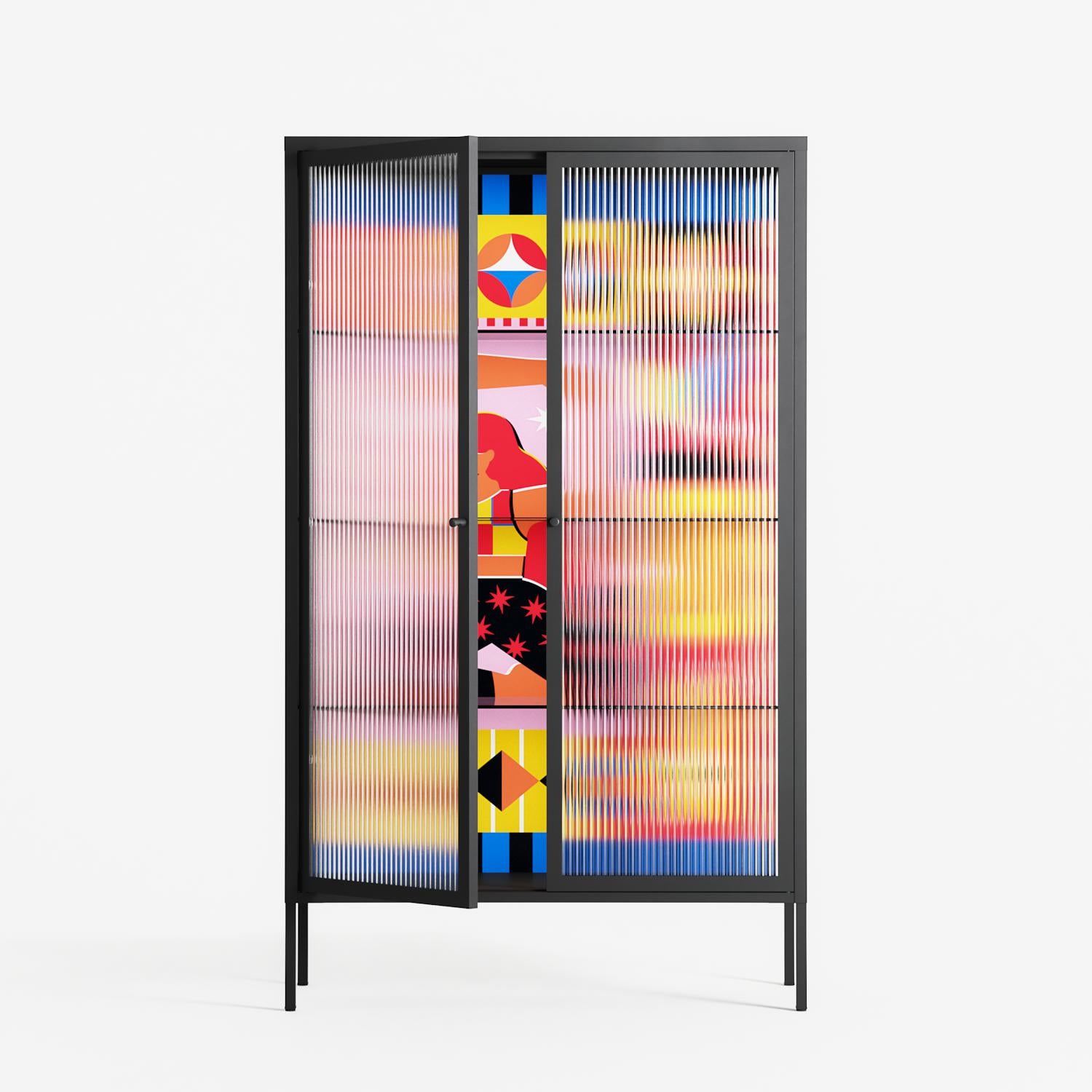 Yoga - Cabinet - Heather Zhou - Antracite - Reeded glass