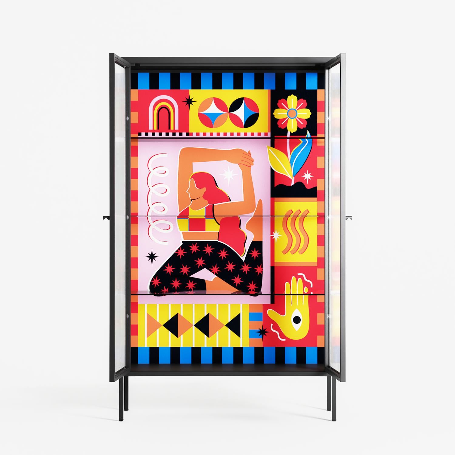 Yoga - Cabinet - Heather Zhou - Antracite - Reeded glass