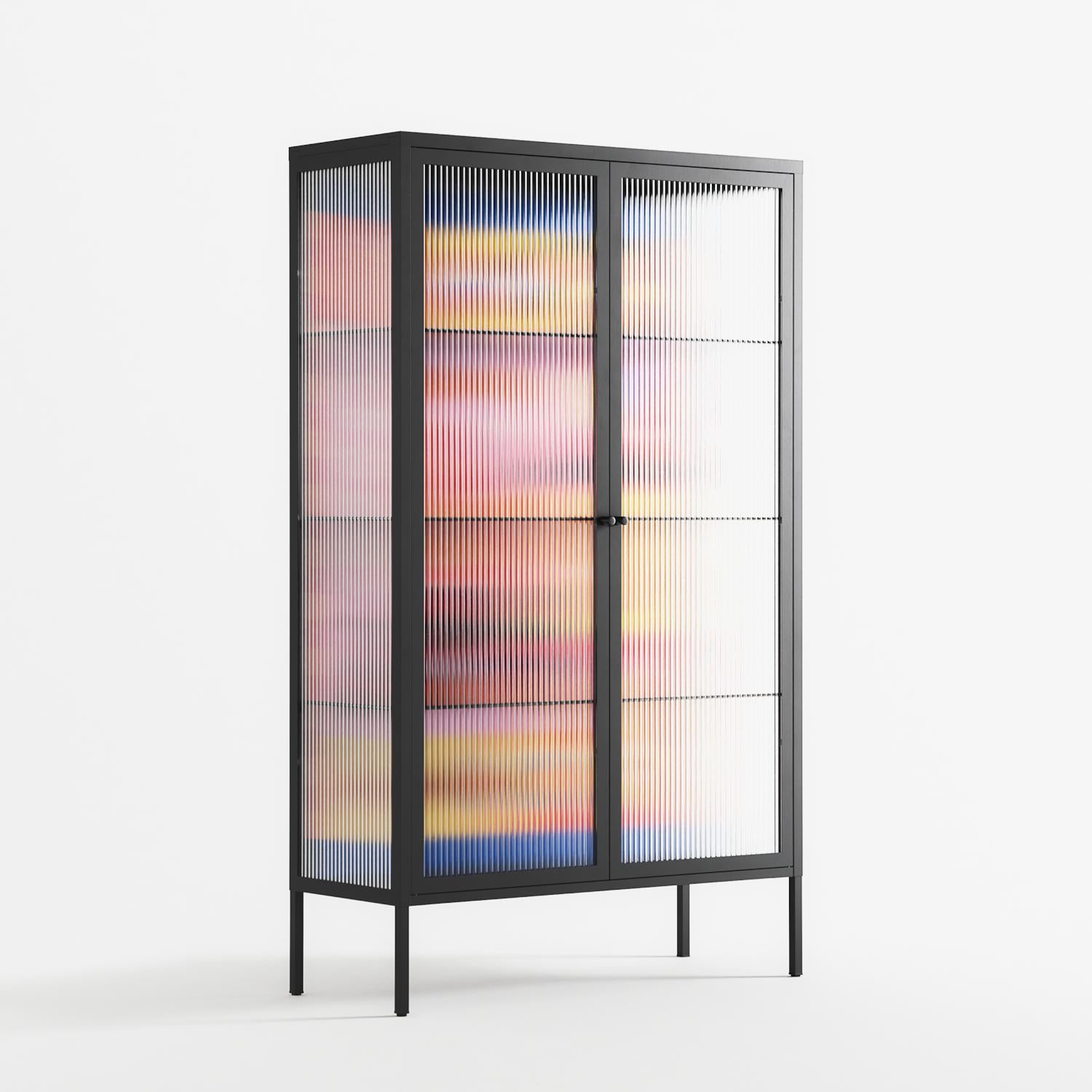 Yoga - Cabinet - Heather Zhou - Antracite - Reeded glass