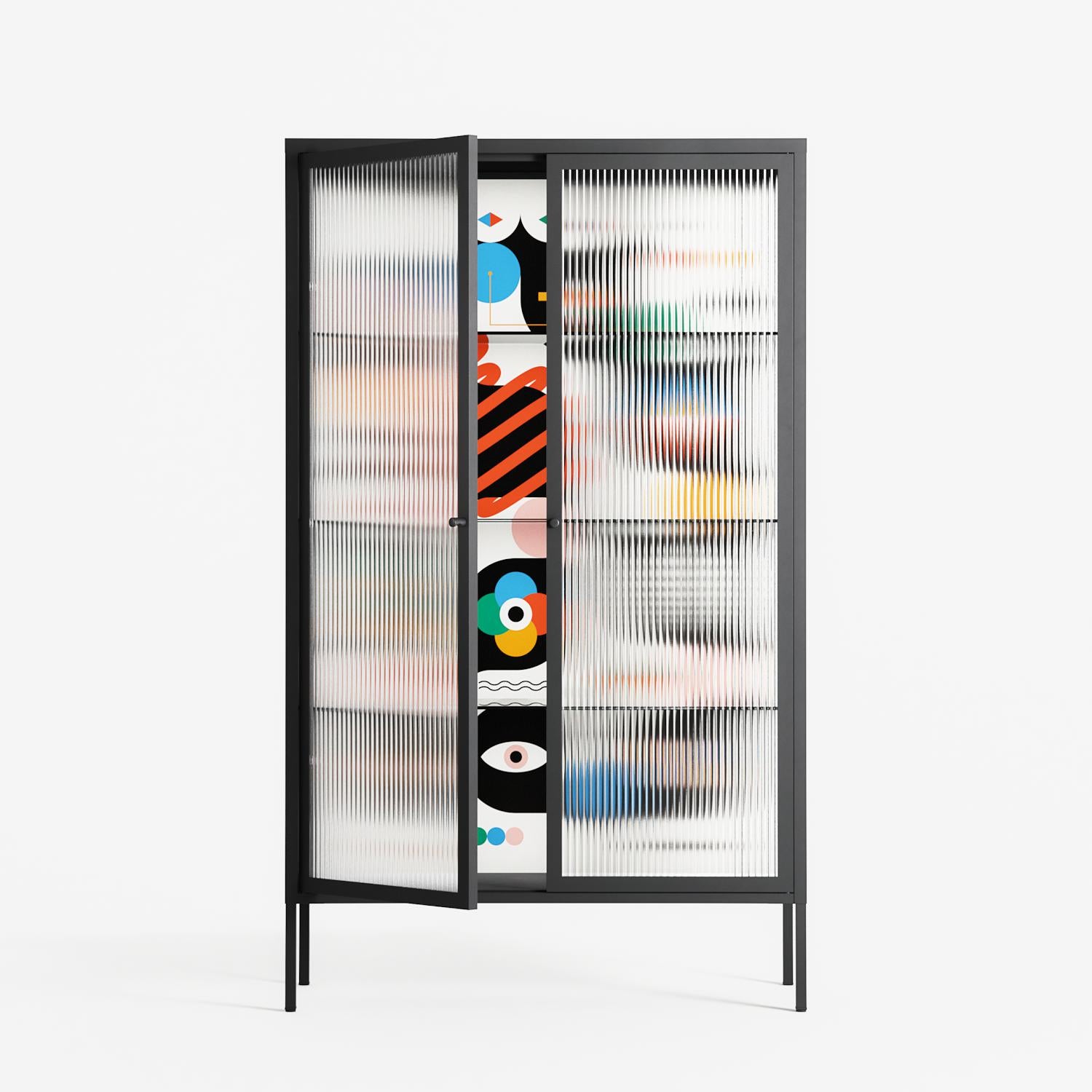Connections - Cabinet - Vratislav Pecka - Antracite - Reeded glass