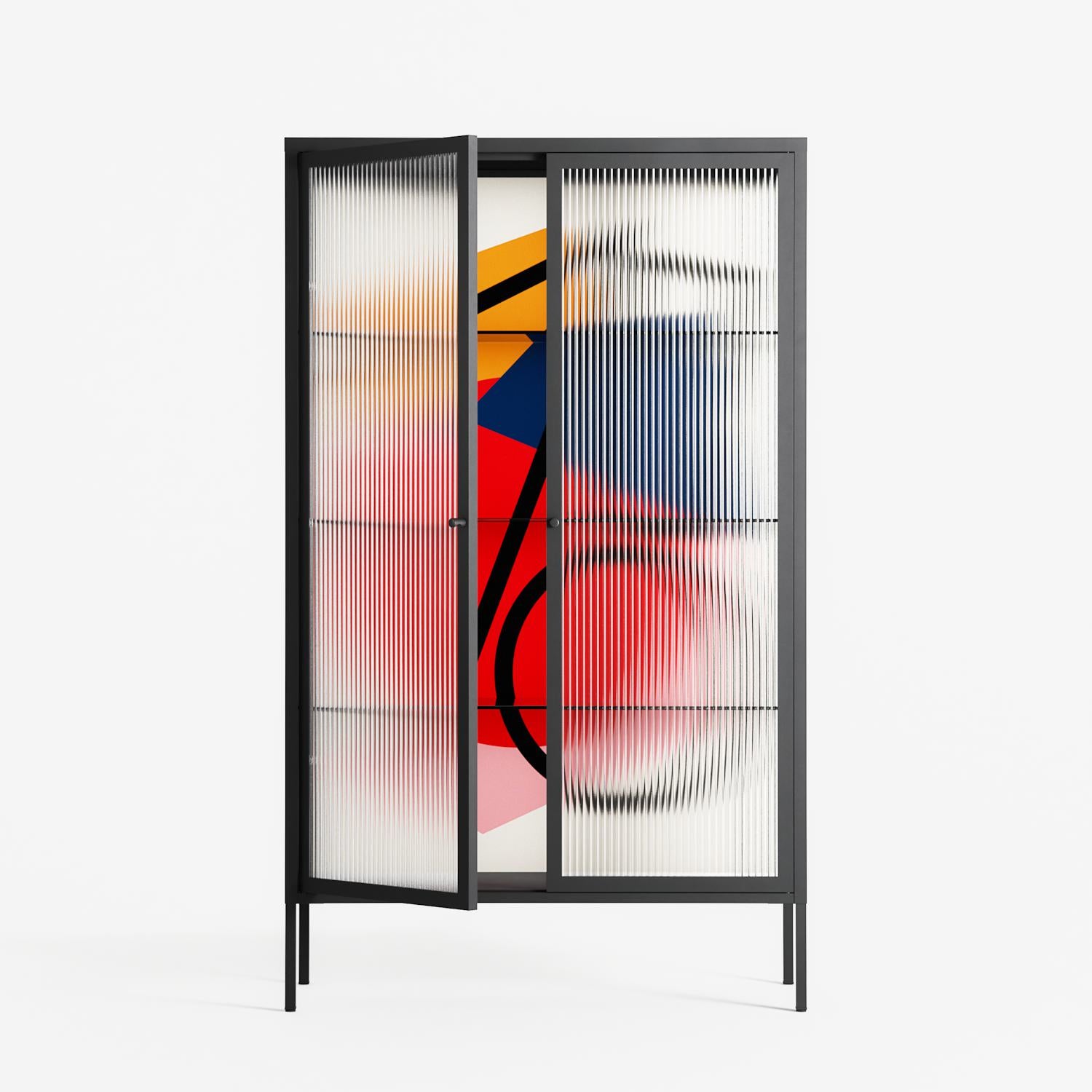 Fuerte - Cabinet - Vratislav Pecka - Antracite - Reeded glass