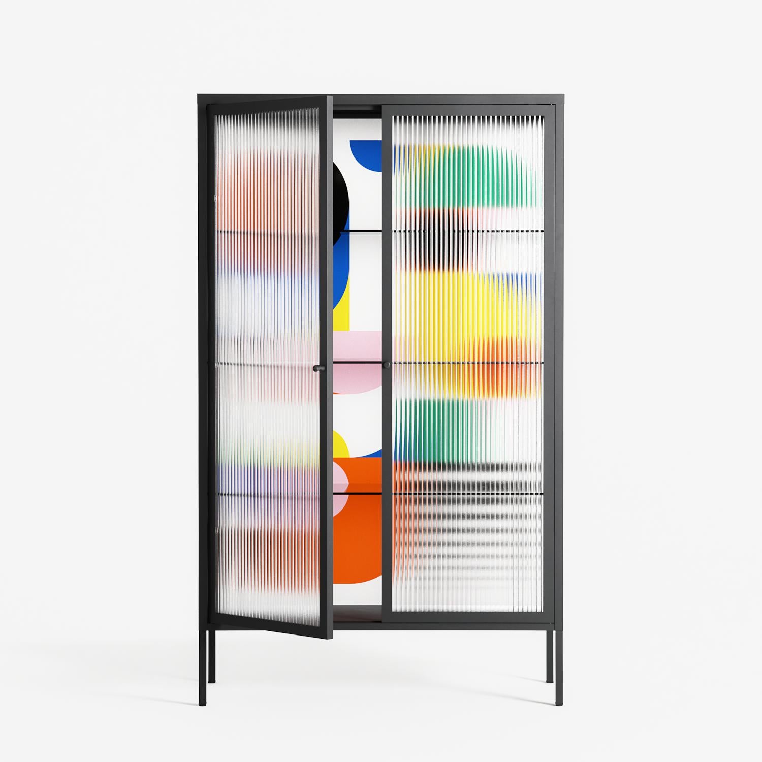 Murano - Cabinet - Vratislav Pecka - Antracite - Reeded glass