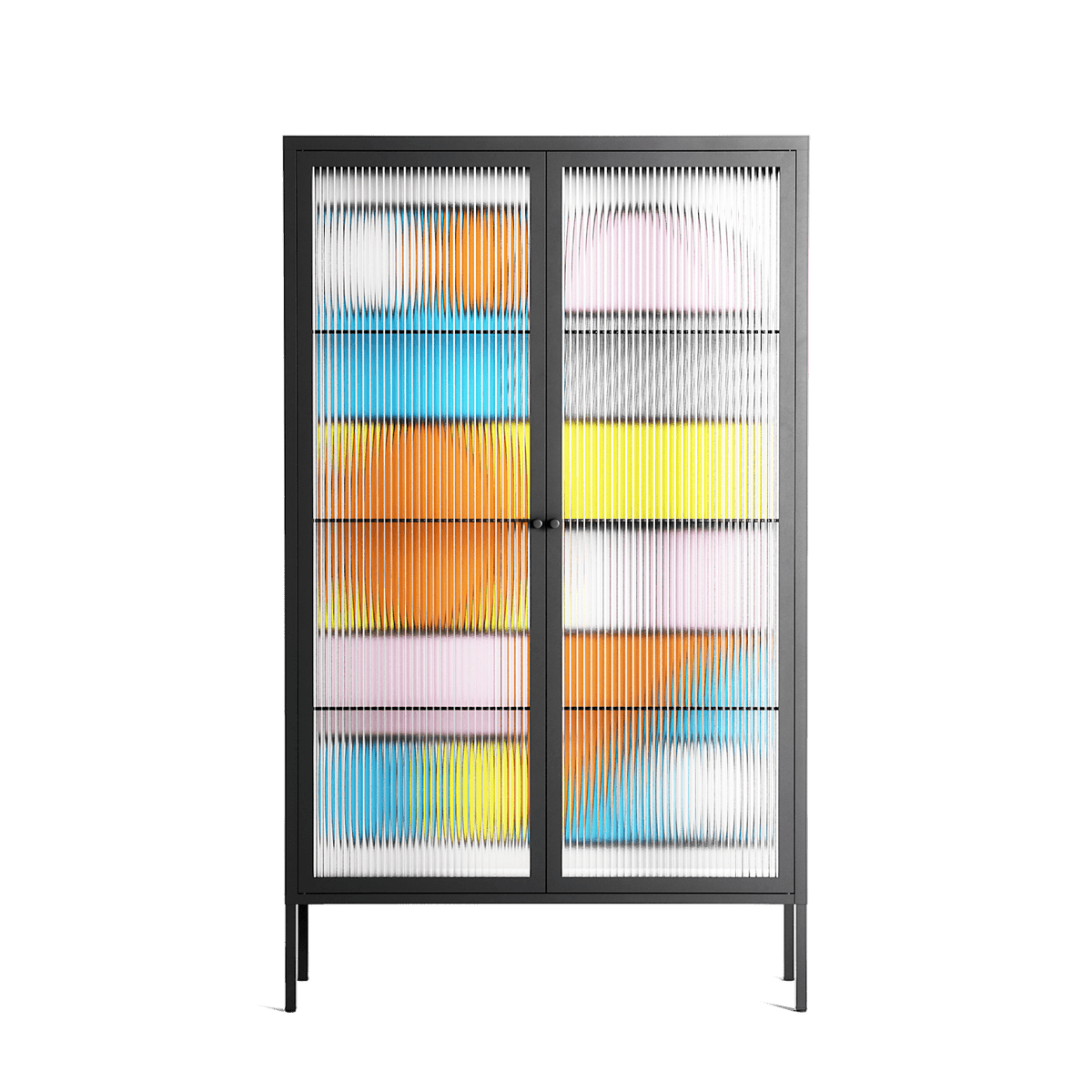 Palette - Cabinet - Vratislav Pecka - Antracite - Reeded glass