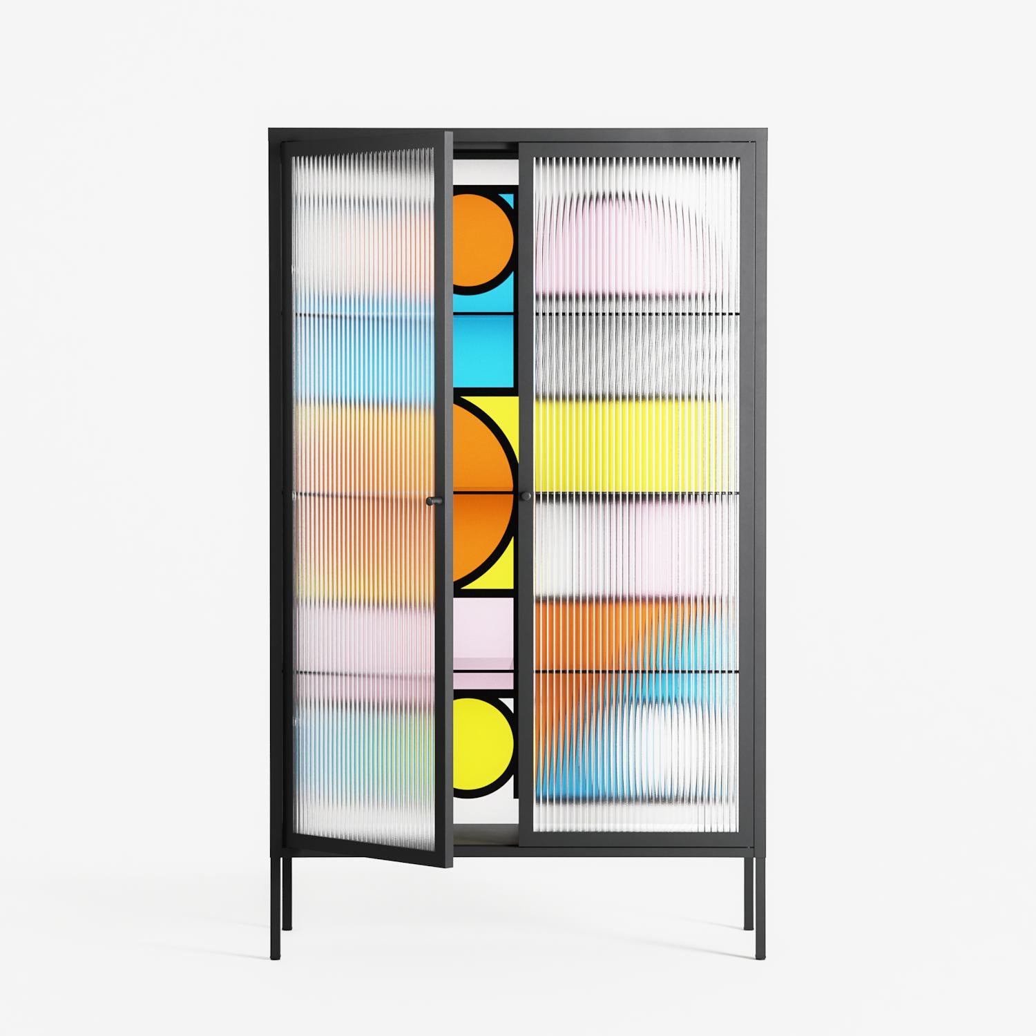 Palette - Cabinet - Vratislav Pecka - Antracite - Reeded glass