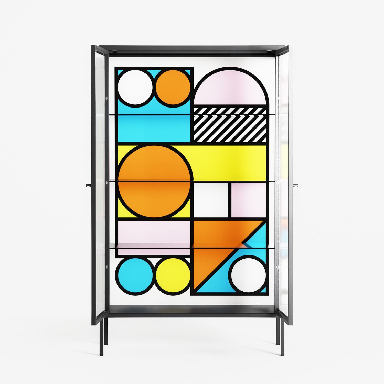 Palette - Cabinet - Vratislav Pecka - Antracite - Reeded glass