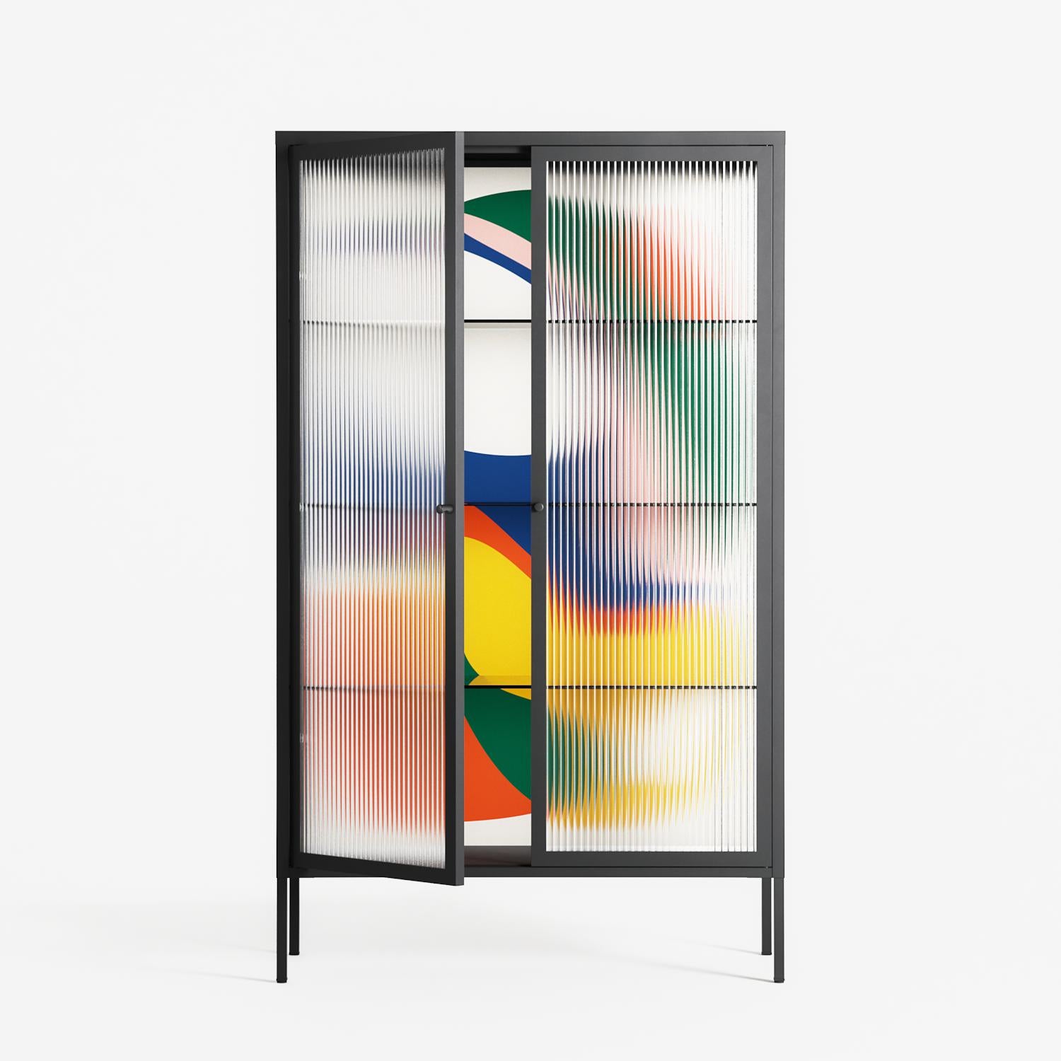 Spilled Paint - Cabinet - Vratislav Pecka - Antracite - Reeded glass