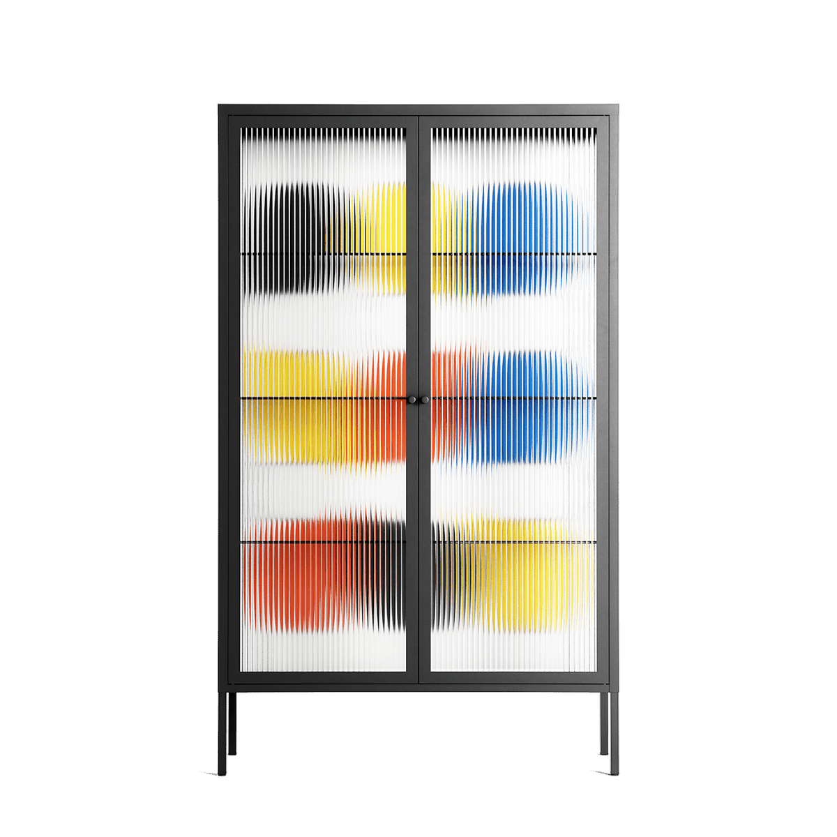 Springs - Cabinet - Vratislav Pecka - Antracite - Reeded glass