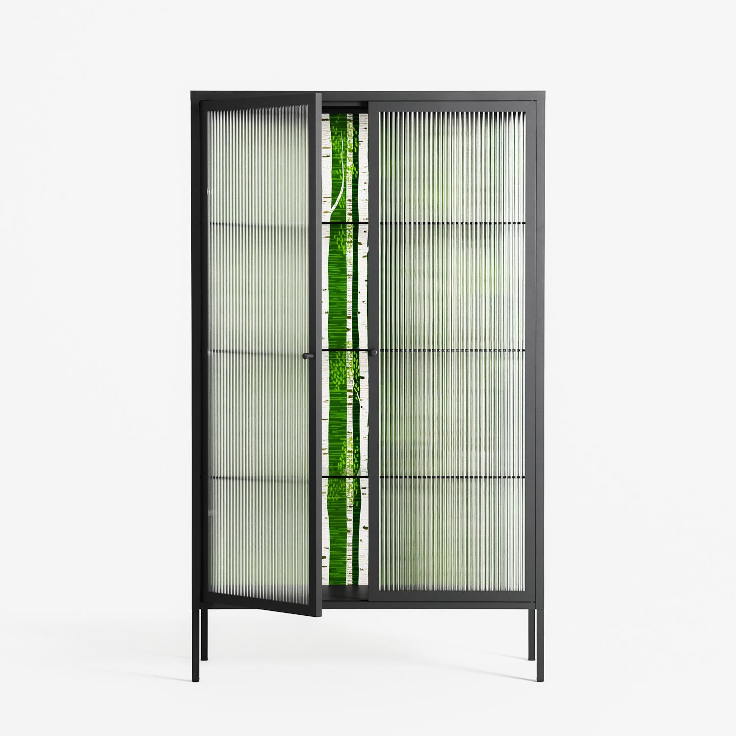 Björkskog - Cabinet - Nur Rydberg - Antracite - Reeded glass