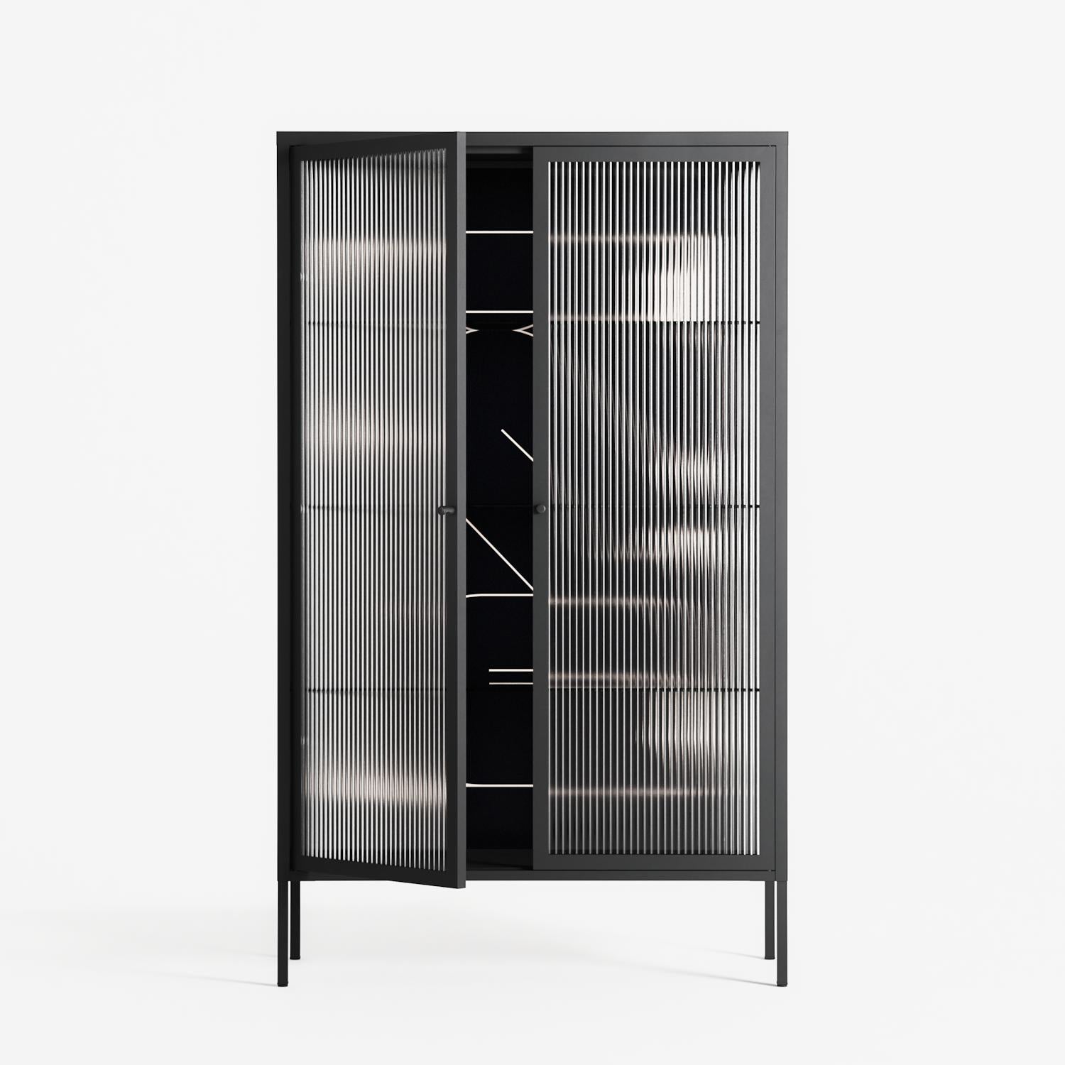 Love Flow - Cabinet - Andrea Devia-Nuño - Antracite - Reeded glass