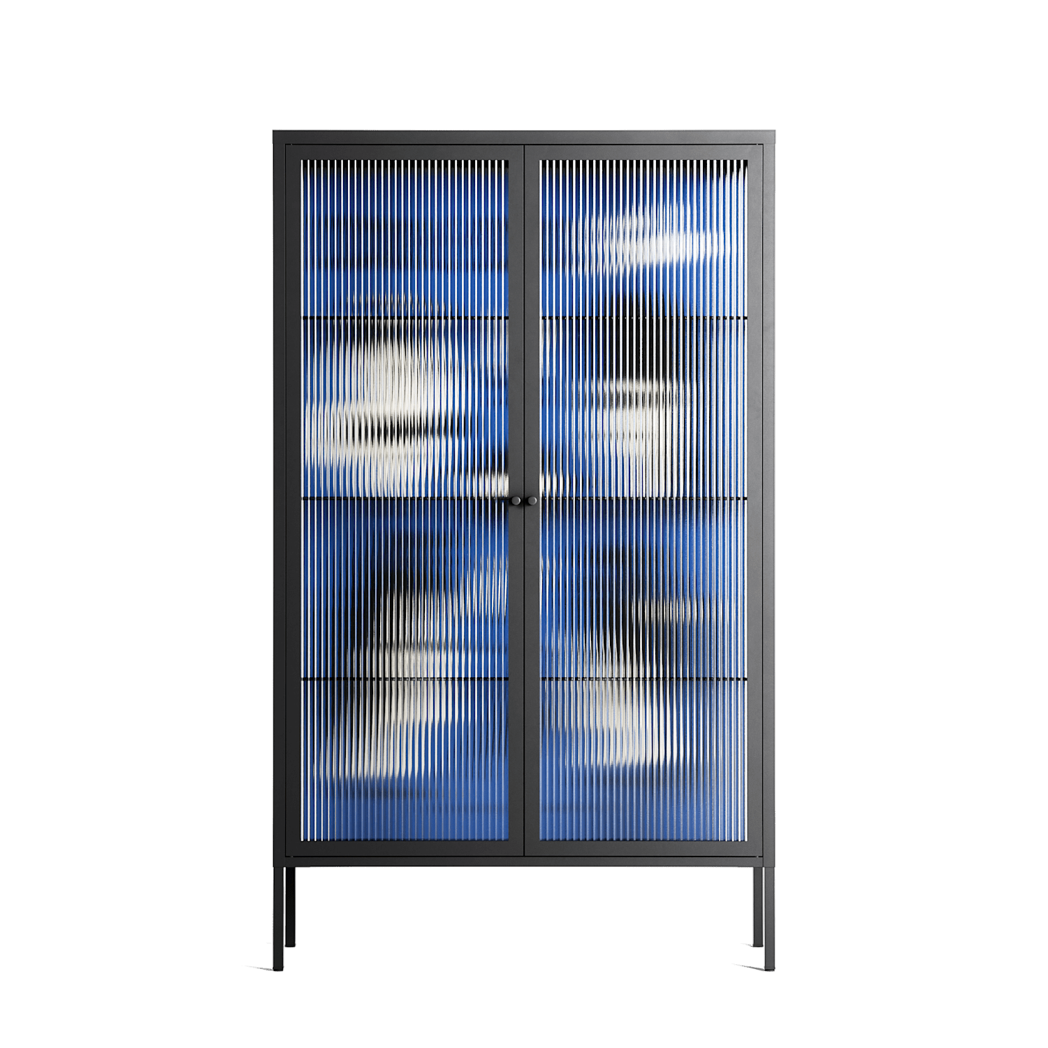 Cool Cool Salon Blue - Cabinet - Aley Wild - Antracite - Reeded glass