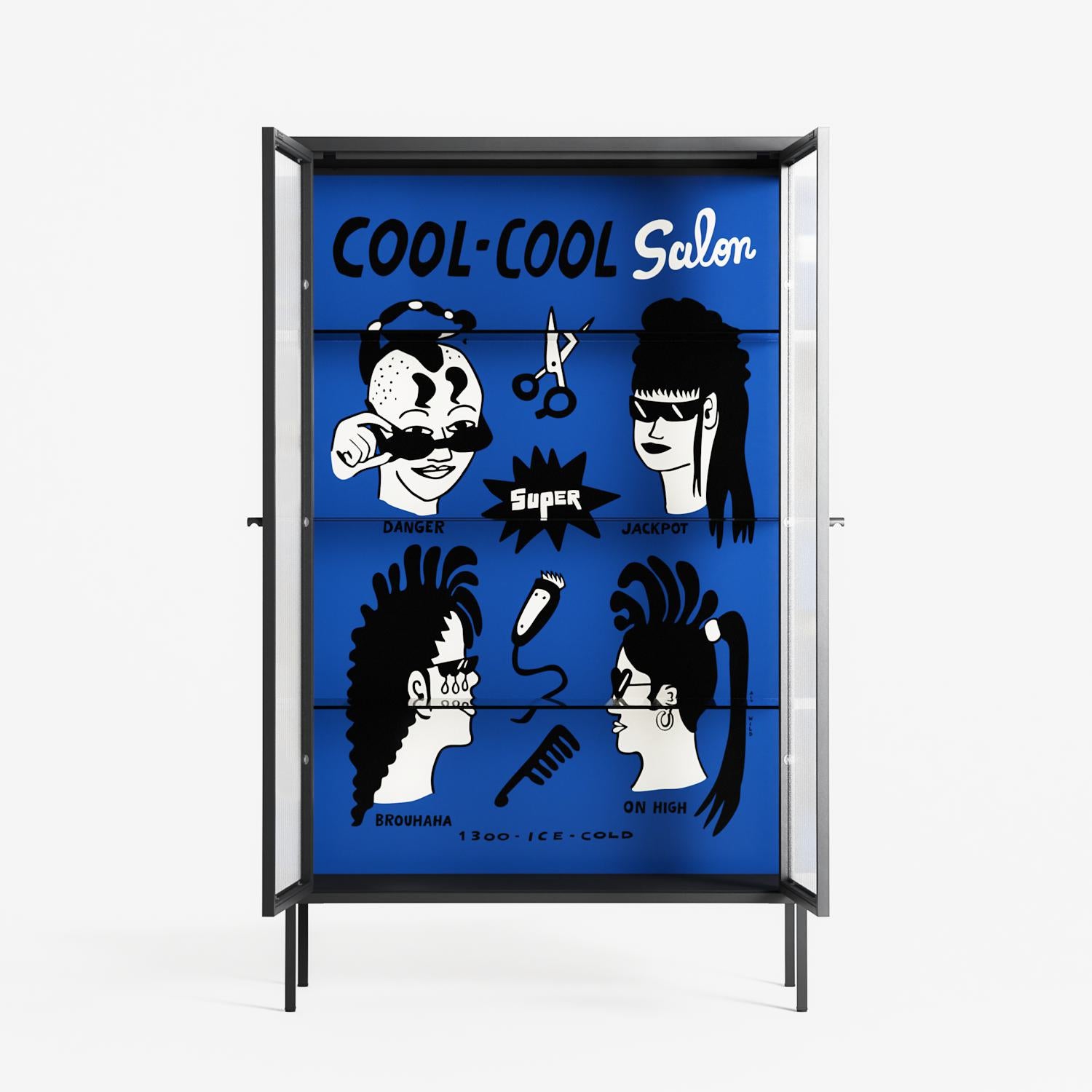 Cool Cool Salon Blue - Cabinet - Aley Wild - Antracite - Reeded glass