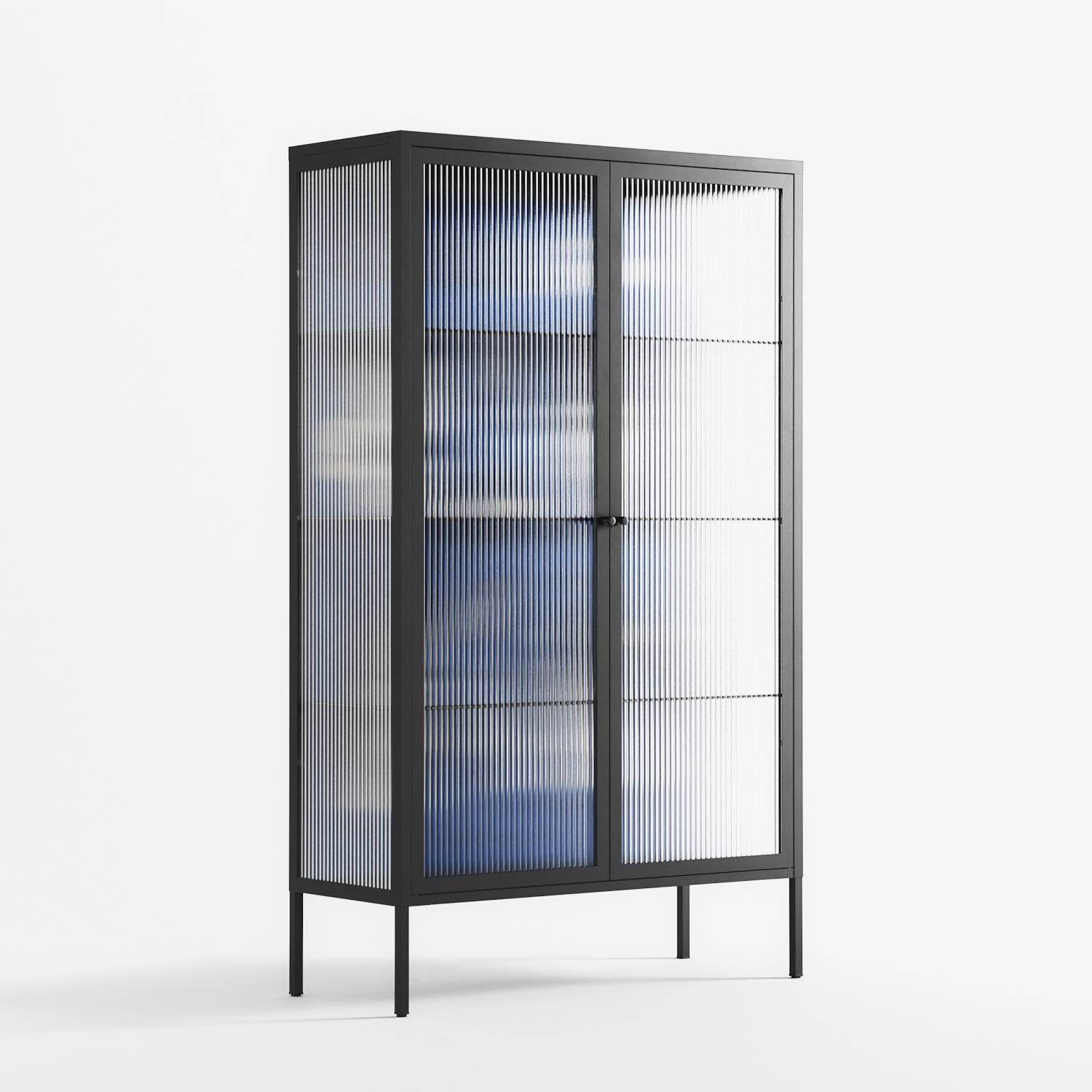 Cool Cool Salon Blue - Cabinet - Aley Wild - Antracite - Reeded glass