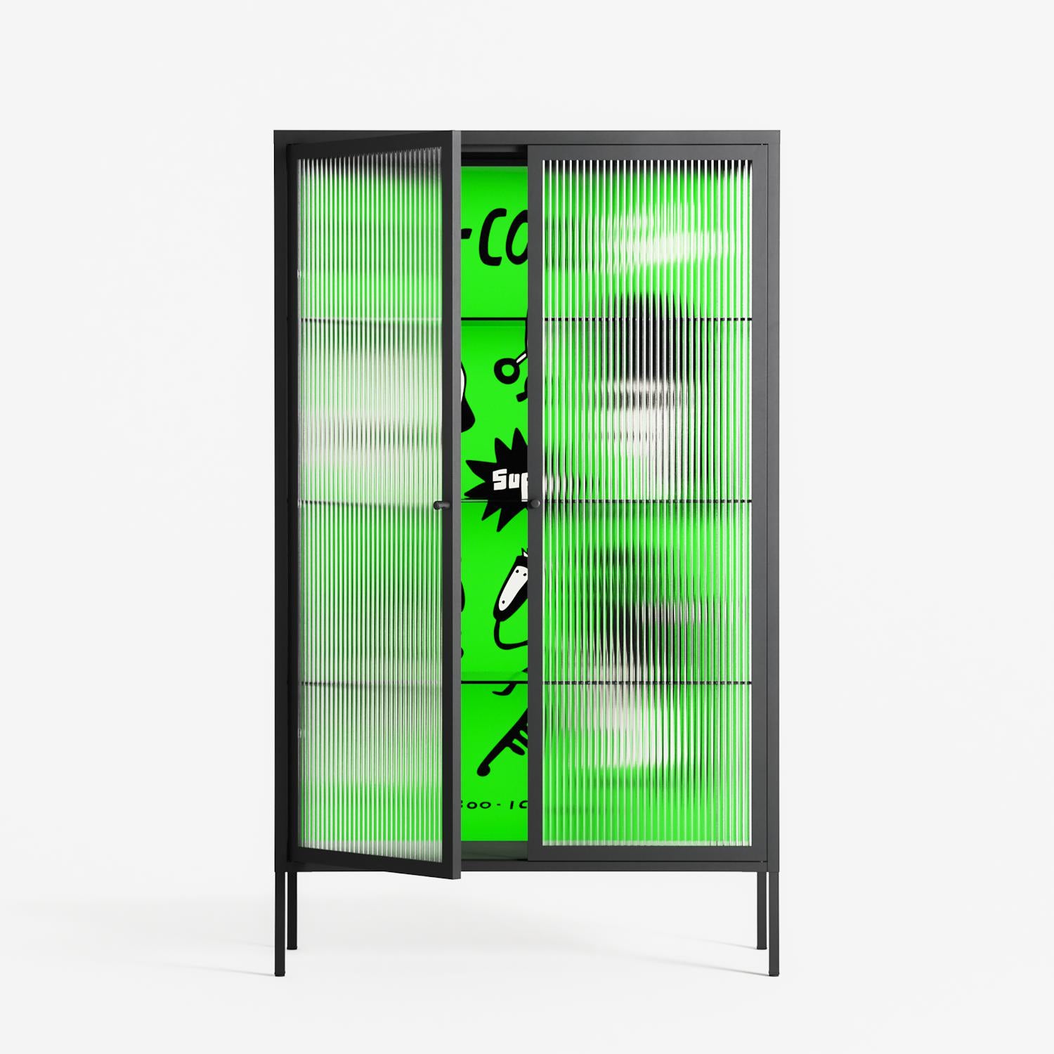 Cool Cool Salon Green - Cabinet - Aley Wild - Antracite - Reeded glass