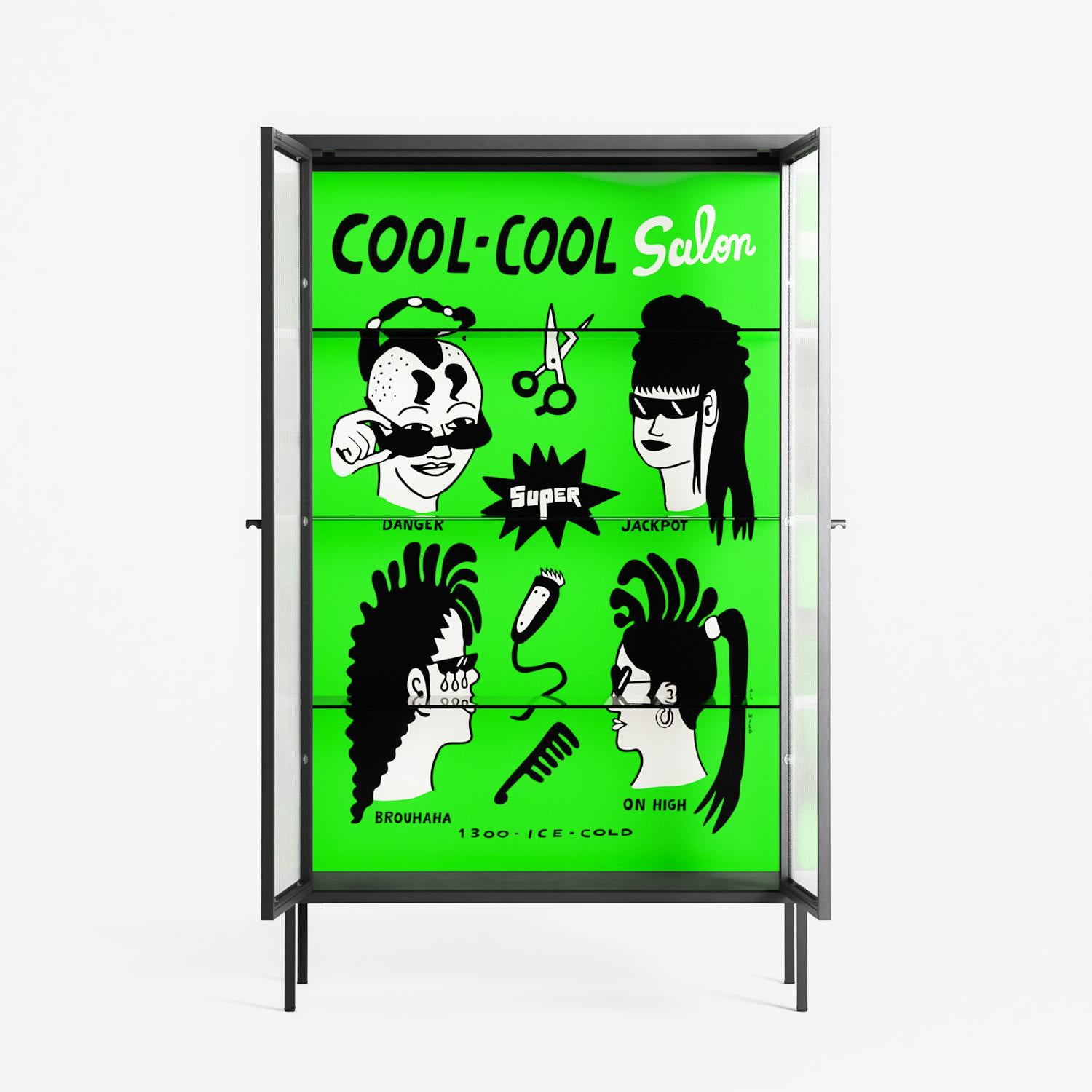 Cool Cool Salon Green - Cabinet - Aley Wild - Antracite - Reeded glass