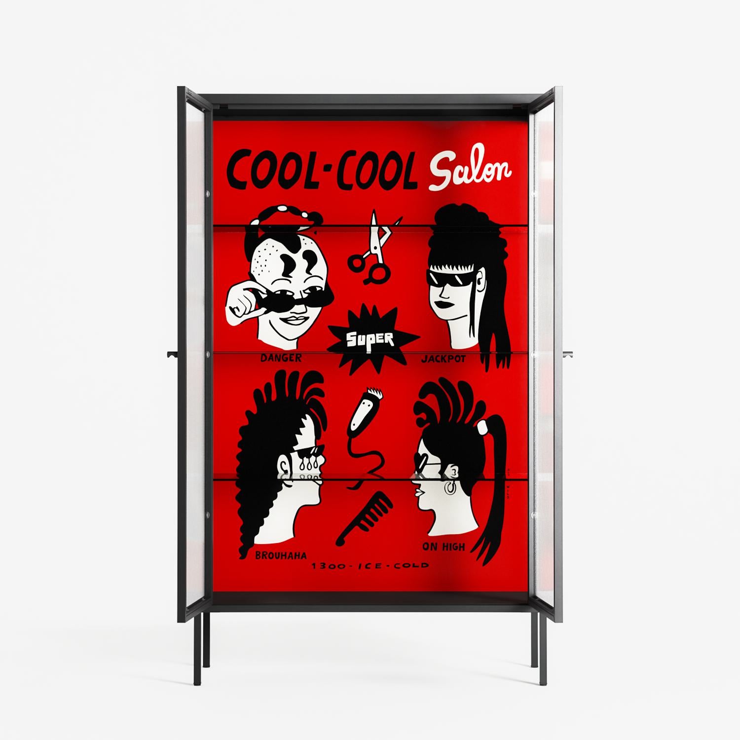 Cool Cool Salon Red - Cabinet - Aley Wild - Antracite - Reeded glass