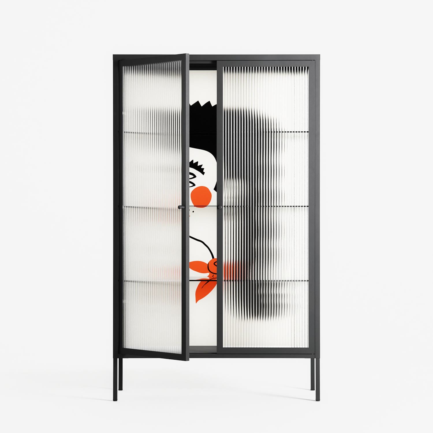 Howdy - Cabinet - Aley Wild - Antracite - Reeded glass
