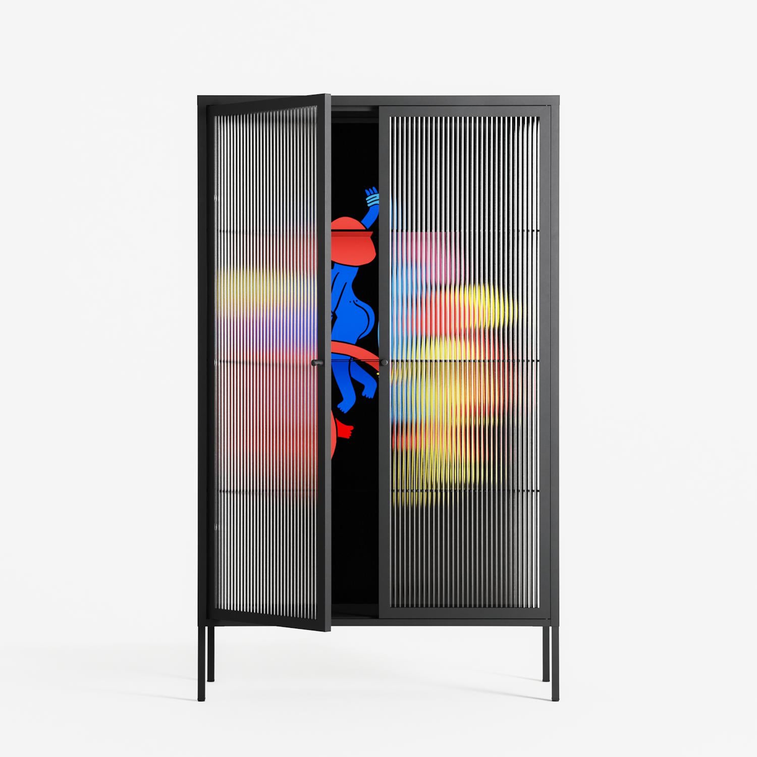 Mushroom Dance Multi - Cabinet - Aley Wild - Antracite - Reeded glass