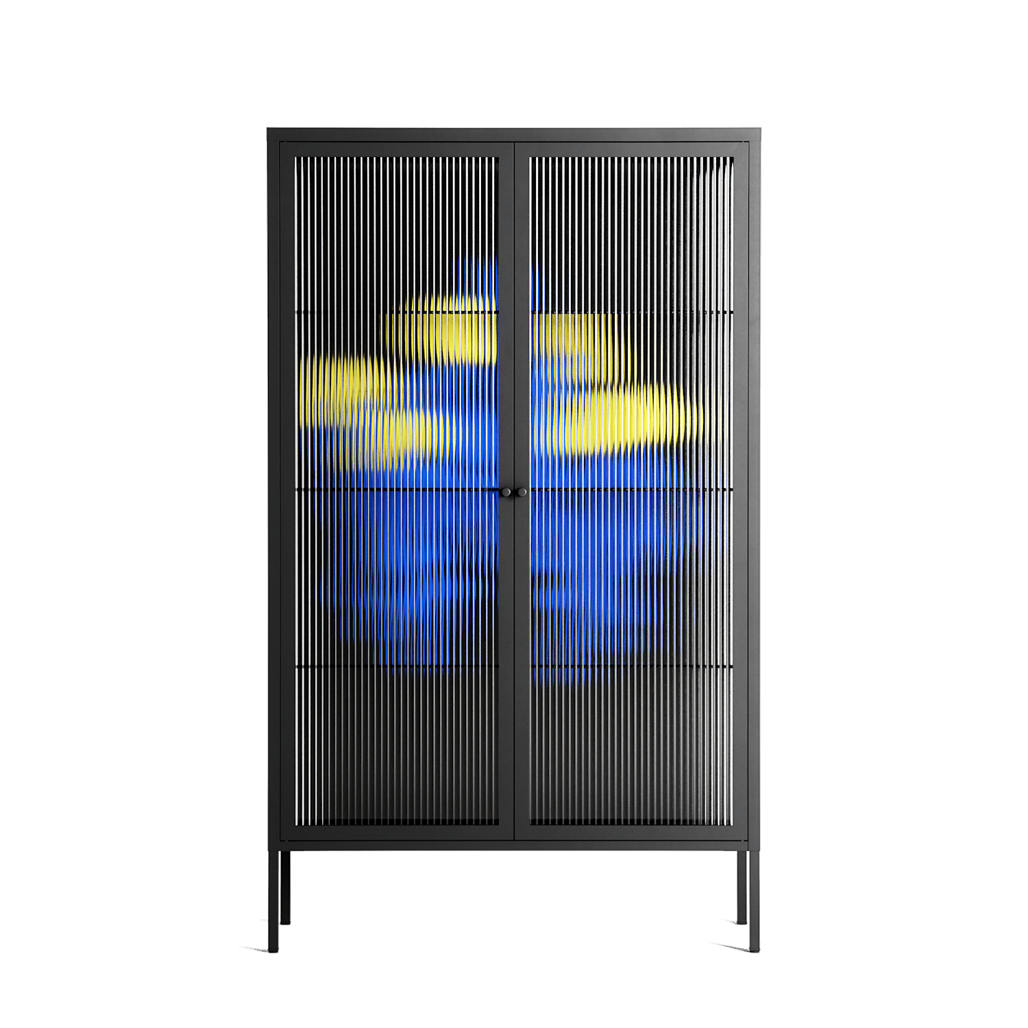 Mushroom Dance Blue - Cabinet - Aley Wild - Antracite - Reeded glass