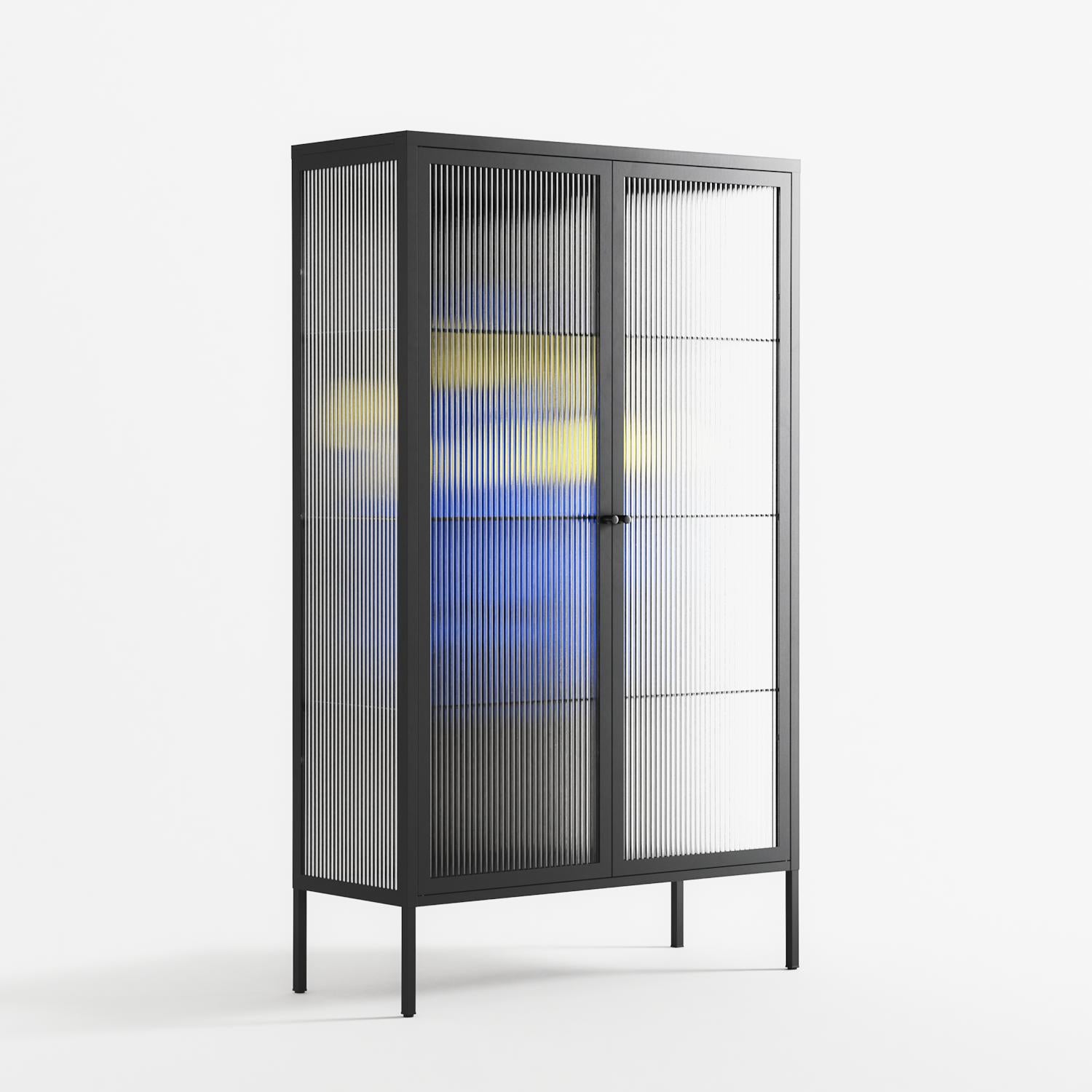 Mushroom Dance Blue - Cabinet - Aley Wild - Antracite - Reeded glass