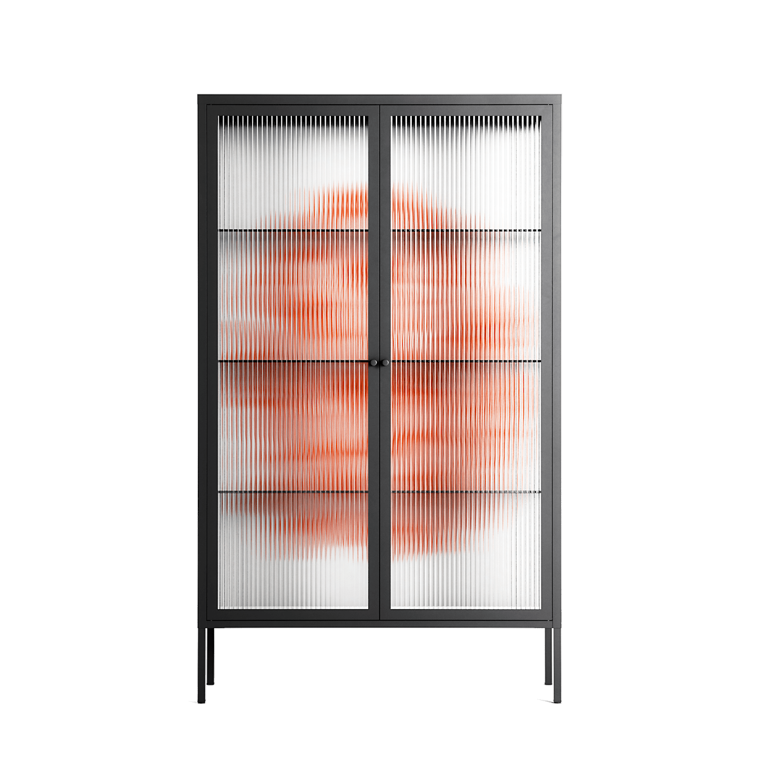Orange Flowers 1 - Cabinet - Katie O’Shea - Antracite - Reeded glass