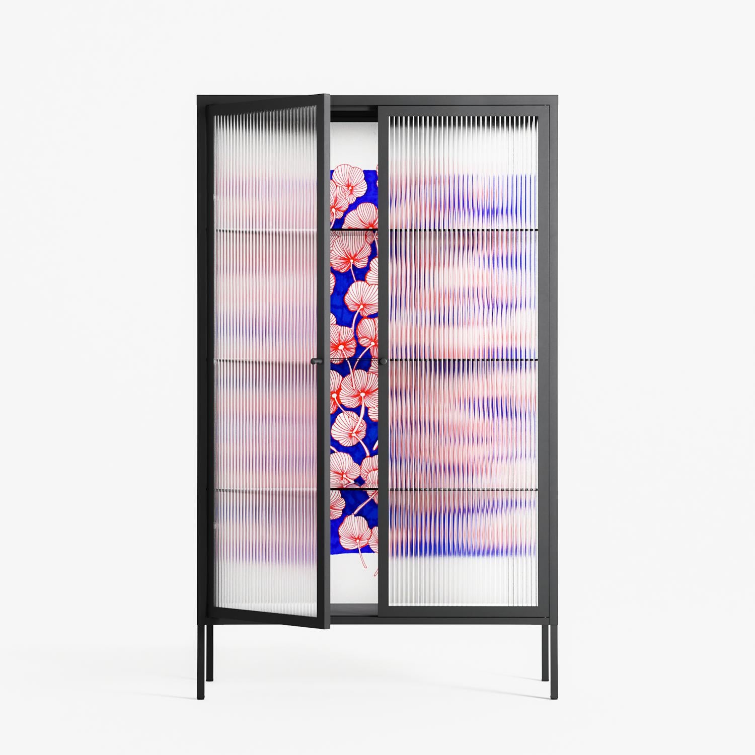 Redblooms - Cabinet - Katie O’Shea - Antracite - Reeded glass