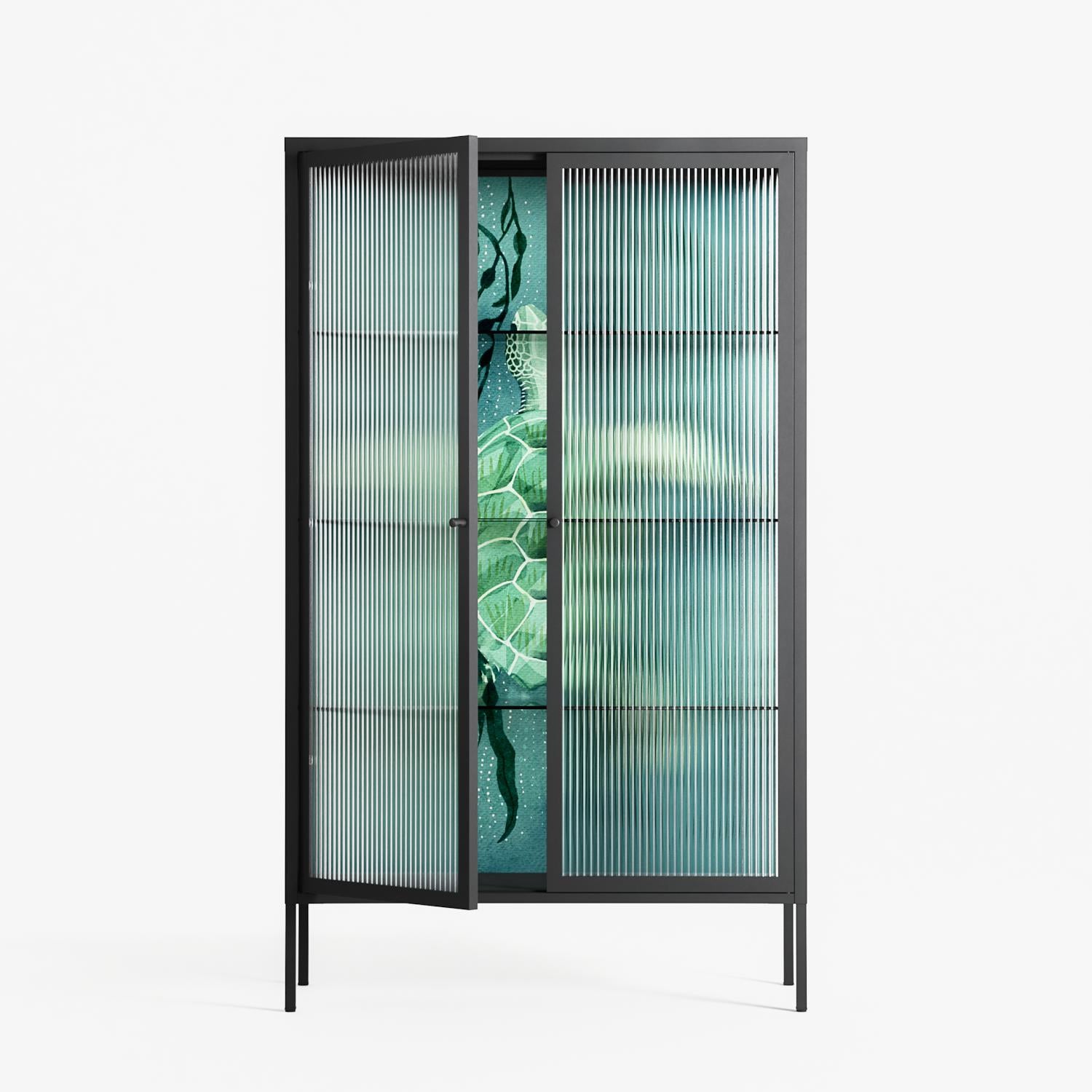 Turtle With Kelp - Cabinet - Katie O’Shea - Antracite - Reeded glass