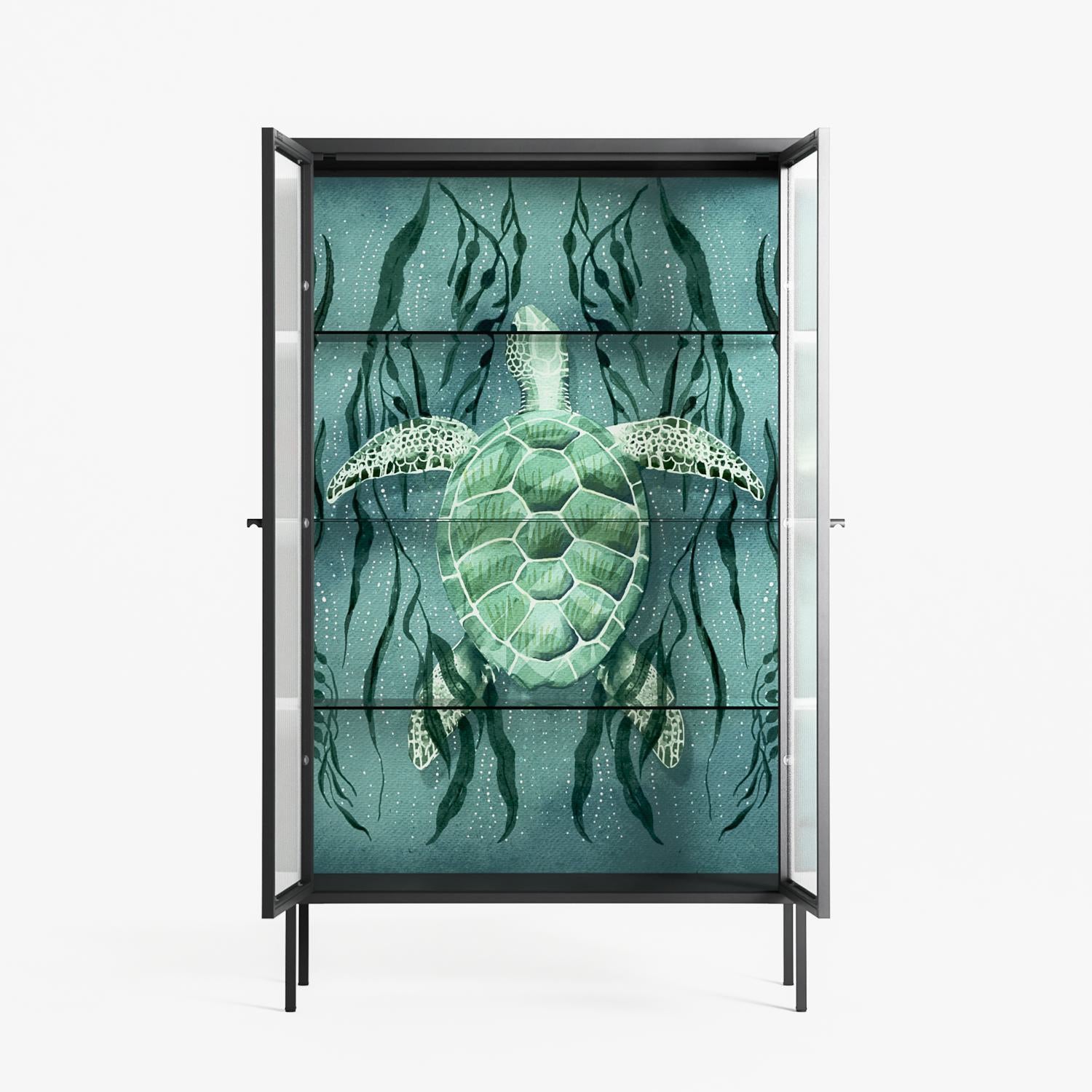 Turtle With Kelp - Cabinet - Katie O’Shea - Antracite - Reeded glass
