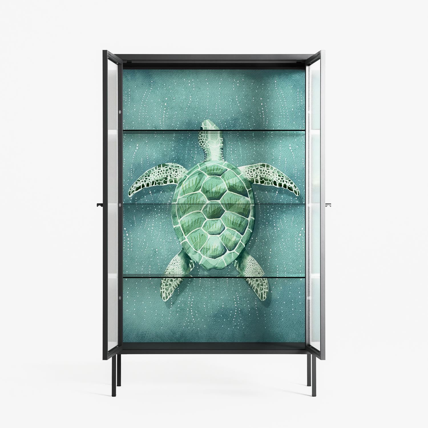 Turtle Without Kelp - Cabinet - Katie O’Shea - Antracite - Reeded glass