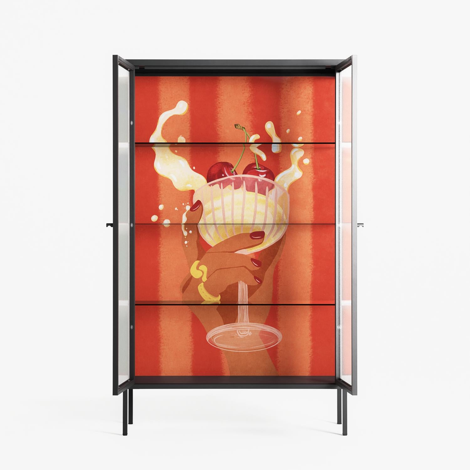 Drink And Cherries - Cabinet - Raissa Oltmanns - Antracite - Reeded glass
