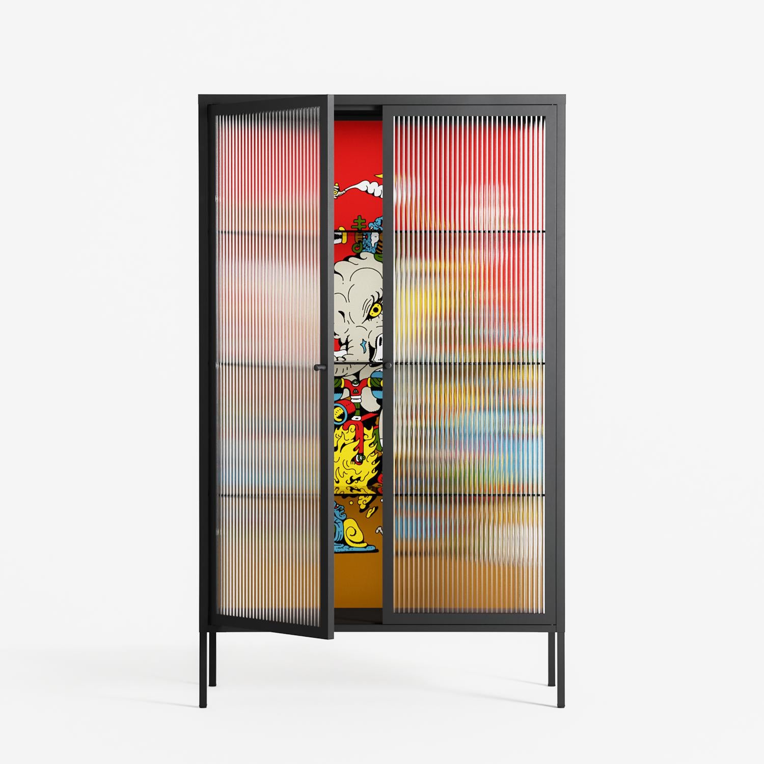 Ganesha - Cabinet - Cezar Berje - Antracite - Reeded glass