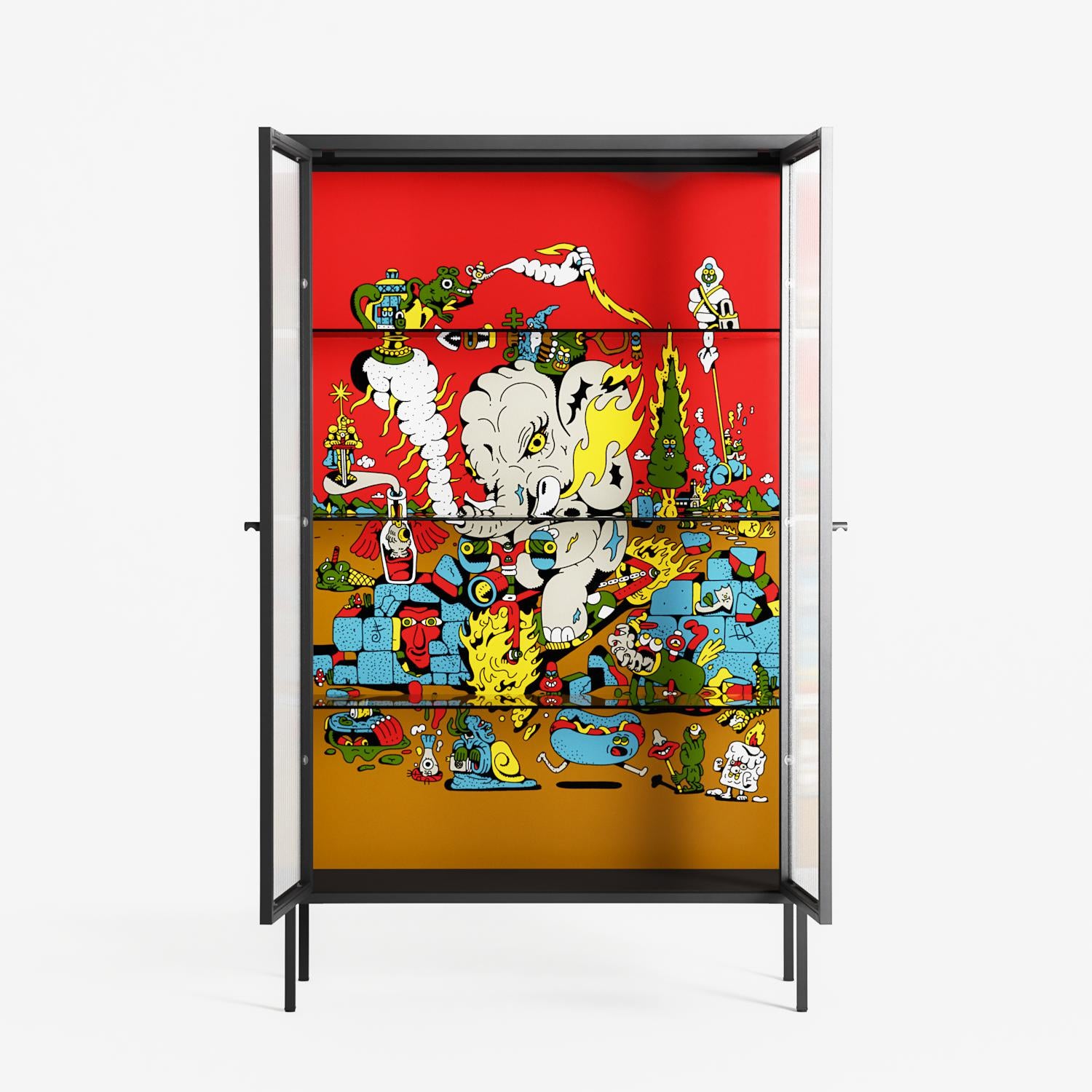Ganesha - Cabinet - Cezar Berje - Antracite - Reeded glass